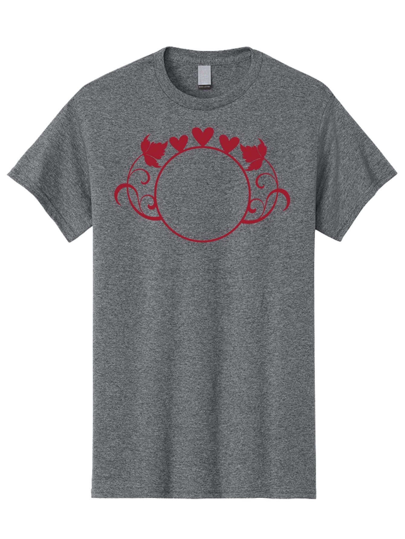 Hearts-And-Leaves-Circle Men'S Graphic Tee, 100% Cotton, Comfortable Casual Summer Wear, Machine Washable, Red Hearts, Leaves, Floral Frame, Decorative Border, Valentines Day Theme, Romantic Design, Elegant Frame, Love Symbol, Heart Shaped, Aac811 11