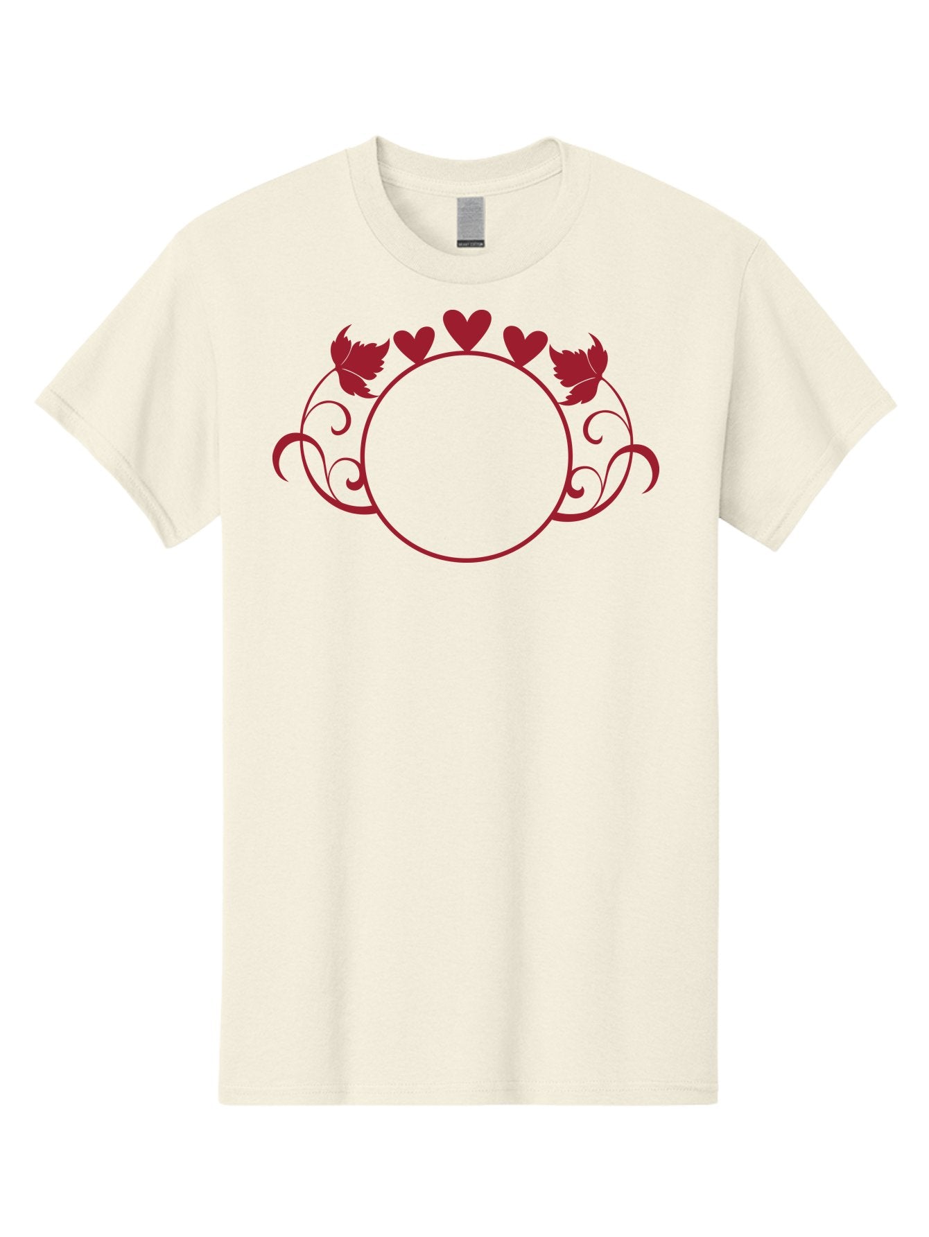 Hearts-And-Leaves-Circle Men'S Graphic Tee, 100% Cotton, Comfortable Casual Summer Wear, Machine Washable, Red Hearts, Leaves, Floral Frame, Decorative Border, Valentines Day Theme, Romantic Design, Elegant Frame, Love Symbol, Heart Shaped, Aac811 8
