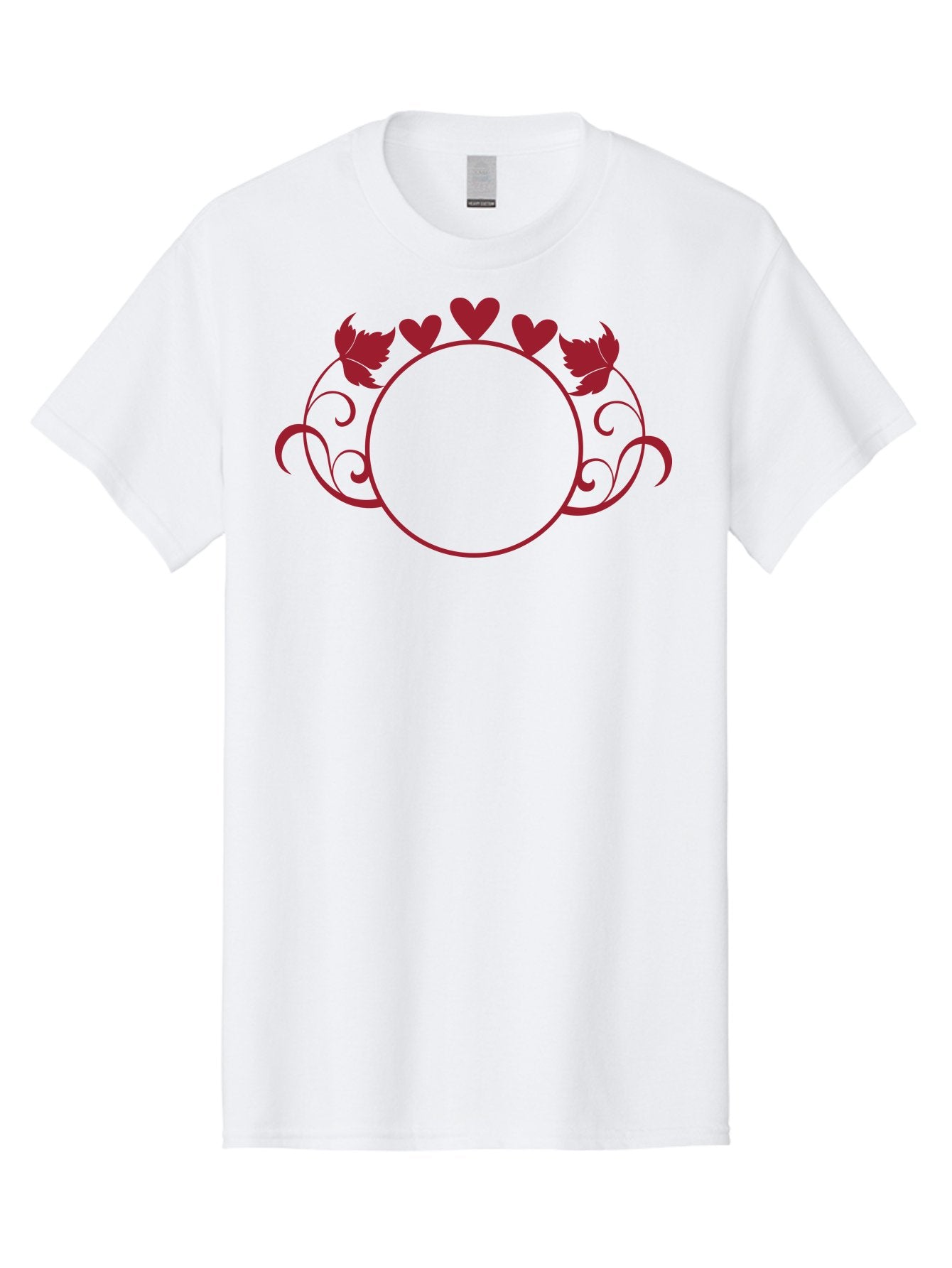 Hearts-And-Leaves-Circle Men'S Graphic Tee, 100% Cotton, Comfortable Casual Summer Wear, Machine Washable, Red Hearts, Leaves, Floral Frame, Decorative Border, Valentines Day Theme, Romantic Design, Elegant Frame, Love Symbol, Heart Shaped, Aac811 4