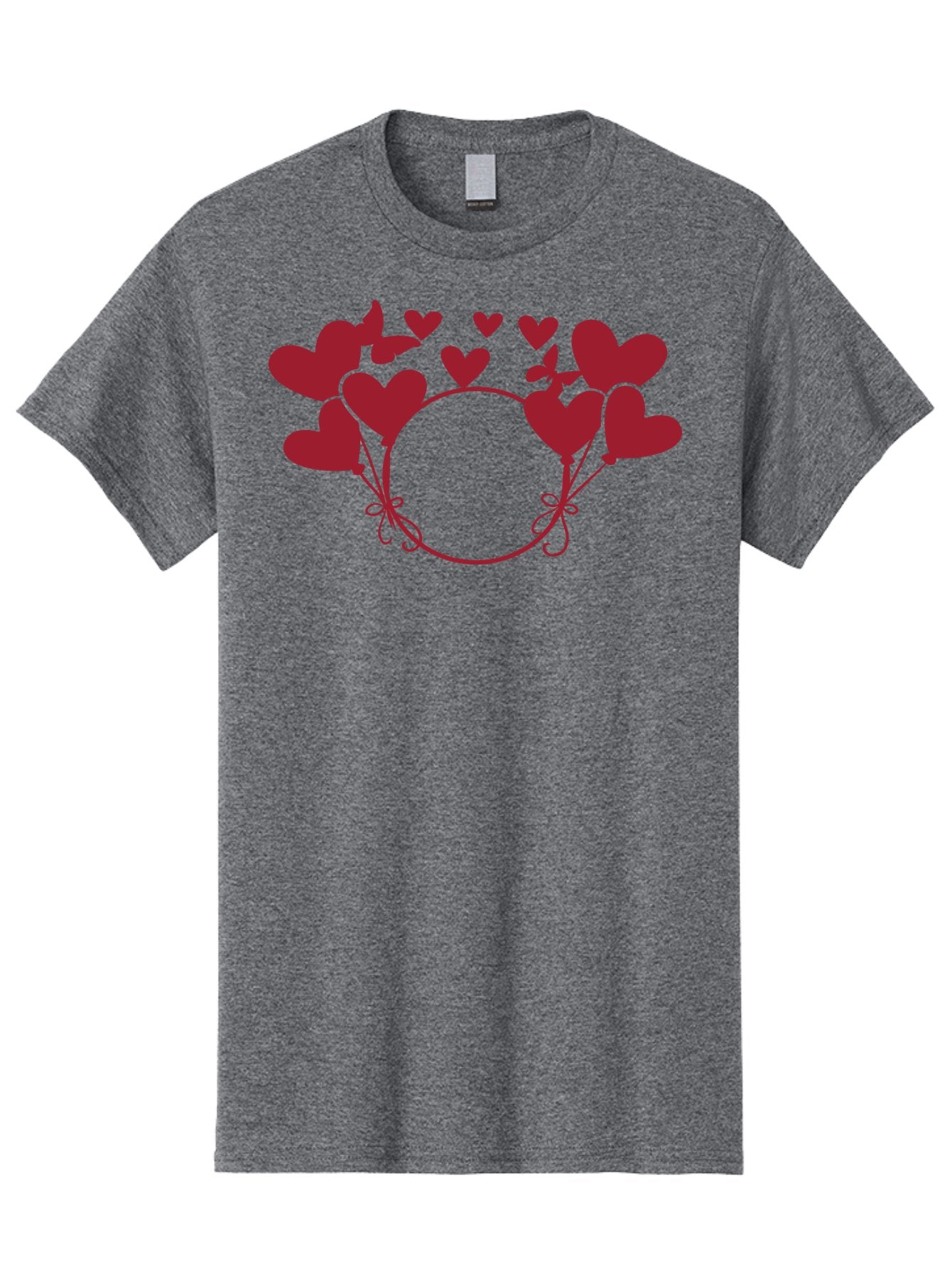 Hearts-Wreath Men'S Graphic Tee, 100% Cotton, Comfortable Casual Summer Wear, Machine Washable, Heart Shaped Frame, Floral Frame, Red Hearts, Heart Decoration, Valentines Day Decor, Love Theme, Heart Shaped Flowers, Decorative Frame, Aac813 13