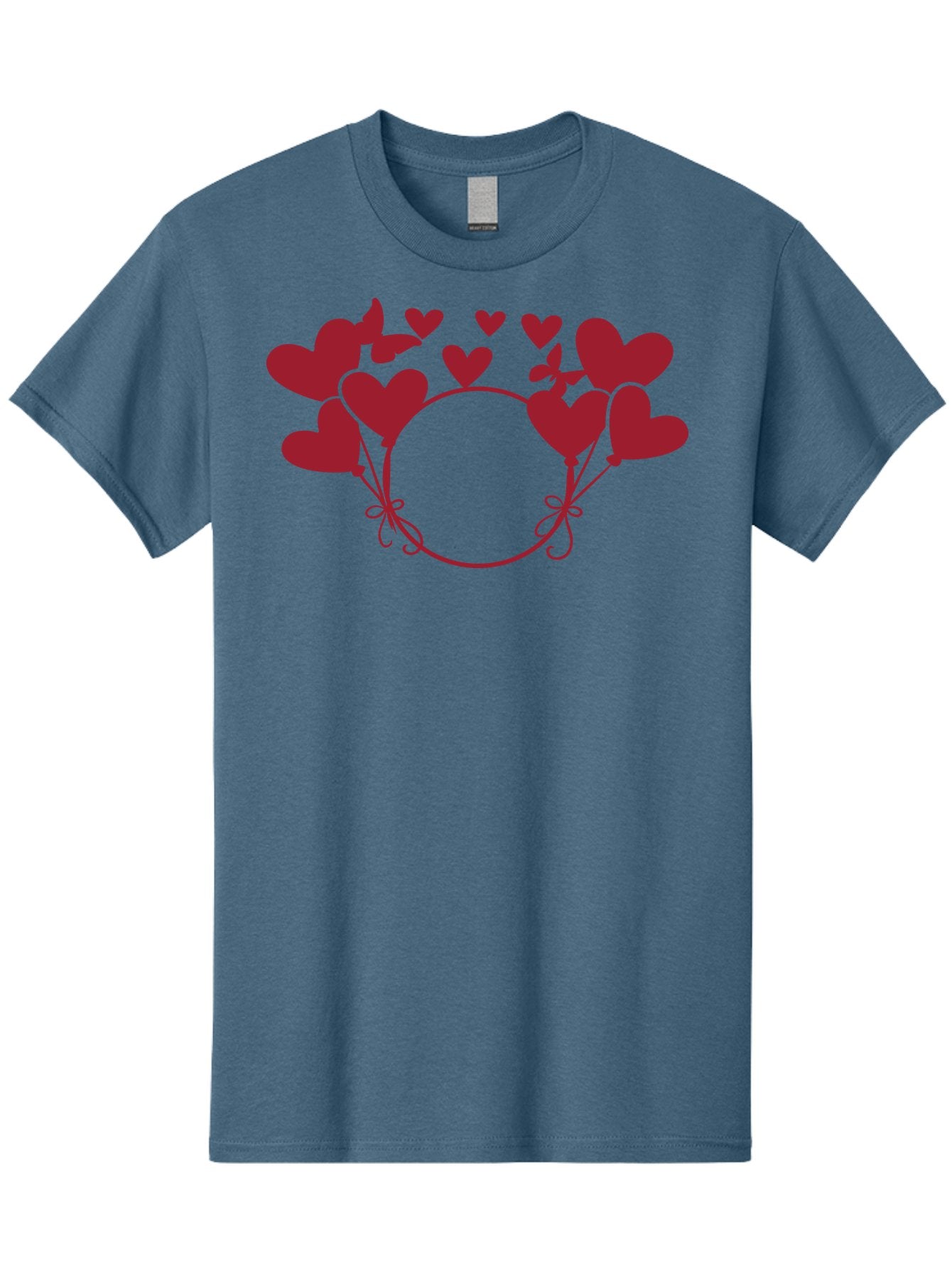 Hearts-Wreath Men'S Graphic Tee, 100% Cotton, Comfortable Casual Summer Wear, Machine Washable, Heart Shaped Frame, Floral Frame, Red Hearts, Heart Decoration, Valentines Day Decor, Love Theme, Heart Shaped Flowers, Decorative Frame, Aac813 7