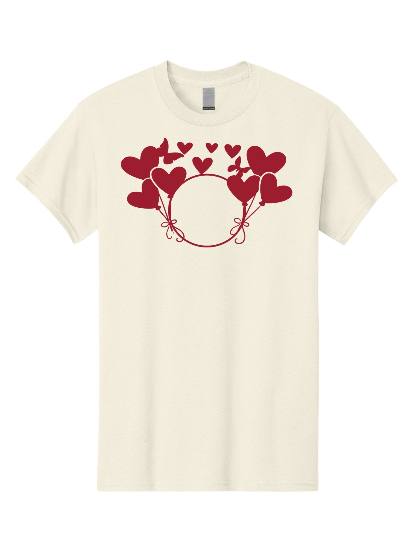 Hearts-Wreath Men'S Graphic Tee, 100% Cotton, Comfortable Casual Summer Wear, Machine Washable, Heart Shaped Frame, Floral Frame, Red Hearts, Heart Decoration, Valentines Day Decor, Love Theme, Heart Shaped Flowers, Decorative Frame, Aac813