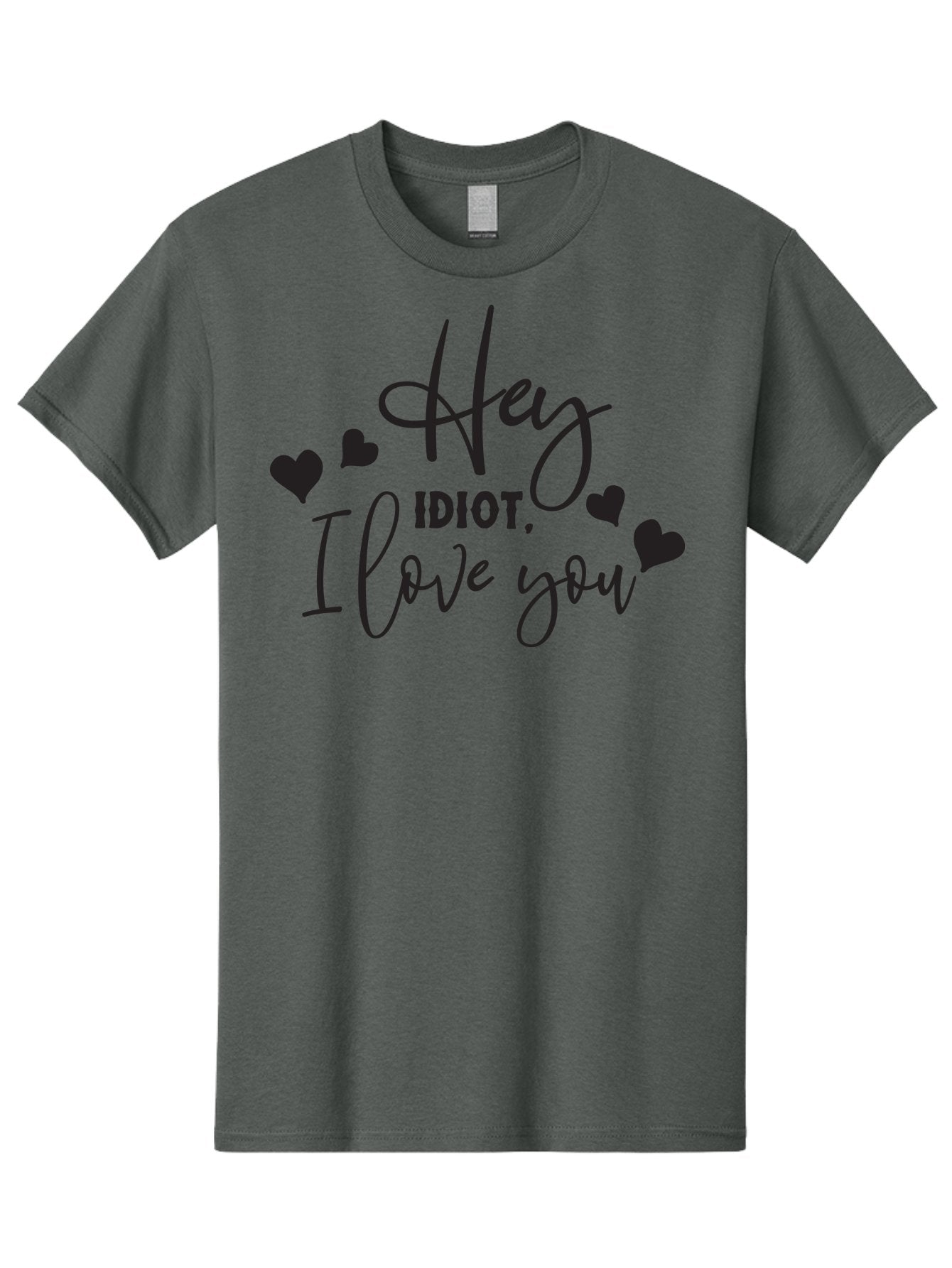 Hey-Idiot-I-Love-You Men'S Graphic Tee, 100% Cotton, Comfortable Casual Summer Wear, Machine Washable, Funny Quote, Love Message, Quirky Humor, Playful Hearts, Affectionate Greeting, Cute Typography, Sassy Phrase, Sweet Sentiment, Aac817 6