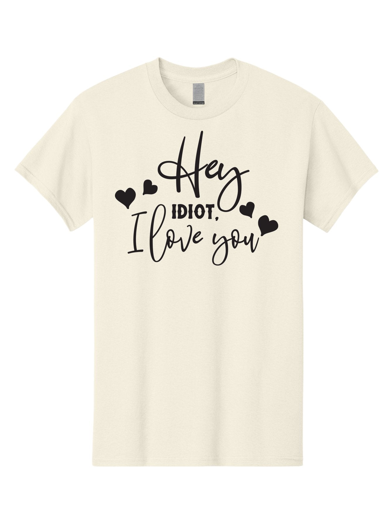 Hey-Idiot-I-Love-You Men'S Graphic Tee, 100% Cotton, Comfortable Casual Summer Wear, Machine Washable, Funny Quote, Love Message, Quirky Humor, Playful Hearts, Affectionate Greeting, Cute Typography, Sassy Phrase, Sweet Sentiment, Aac817