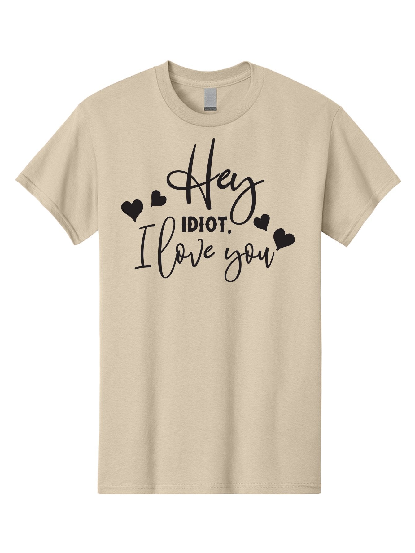 Hey-Idiot-I-Love-You Men'S Graphic Tee, 100% Cotton, Comfortable Casual Summer Wear, Machine Washable, Funny Quote, Love Message, Quirky Humor, Playful Hearts, Affectionate Greeting, Cute Typography, Sassy Phrase, Sweet Sentiment, Aac817 8
