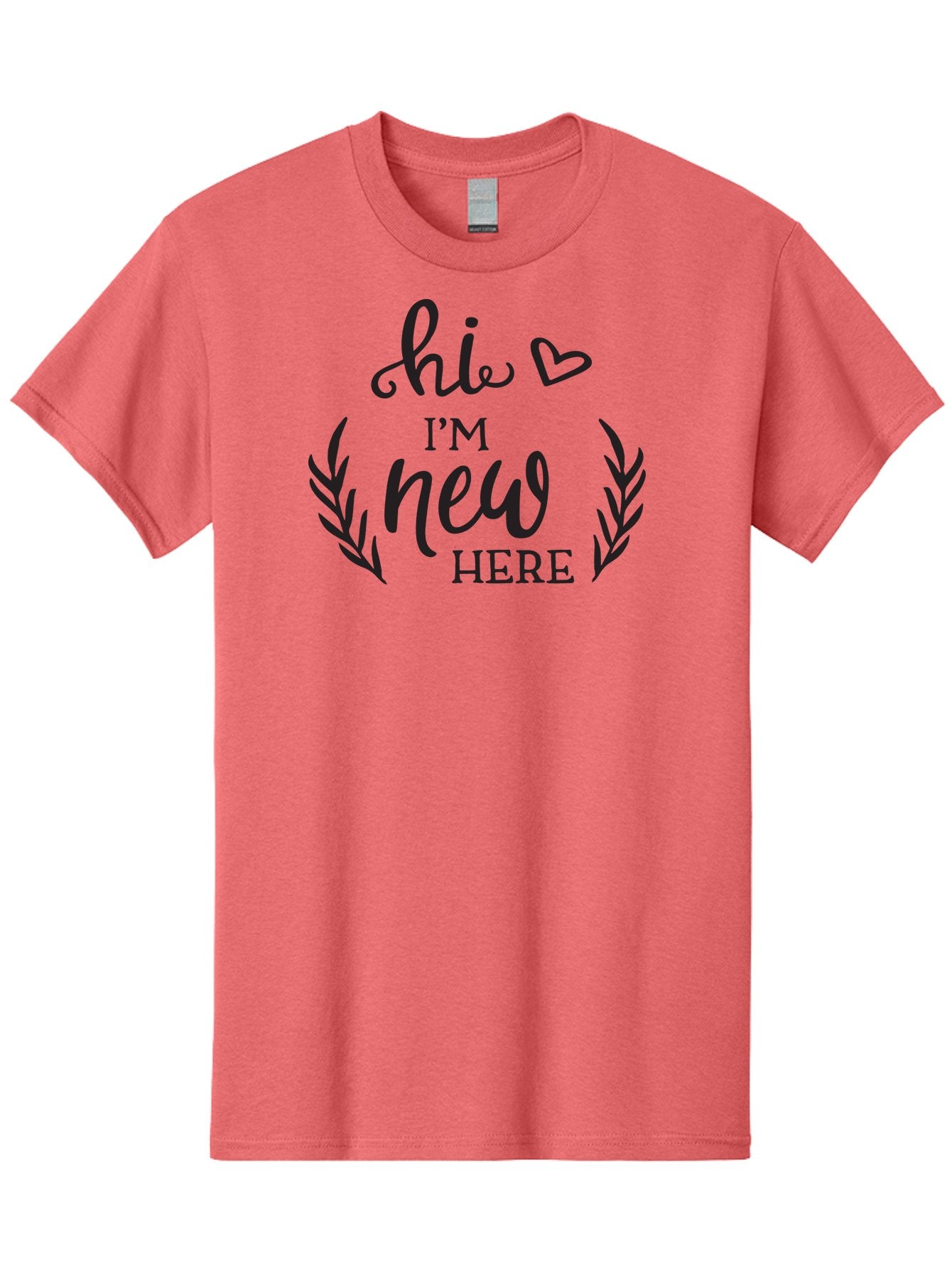 Hi-I-M-New-Here Men'S Graphic Tee, 100% Cotton, Comfortable Casual Summer Wear, Machine Washable, Social Media Greeting, New Community Member, Friendly Welcome, Introductory Post, Hello Message, Laurel Wreath Design, Heart Symbol, Aac818 7