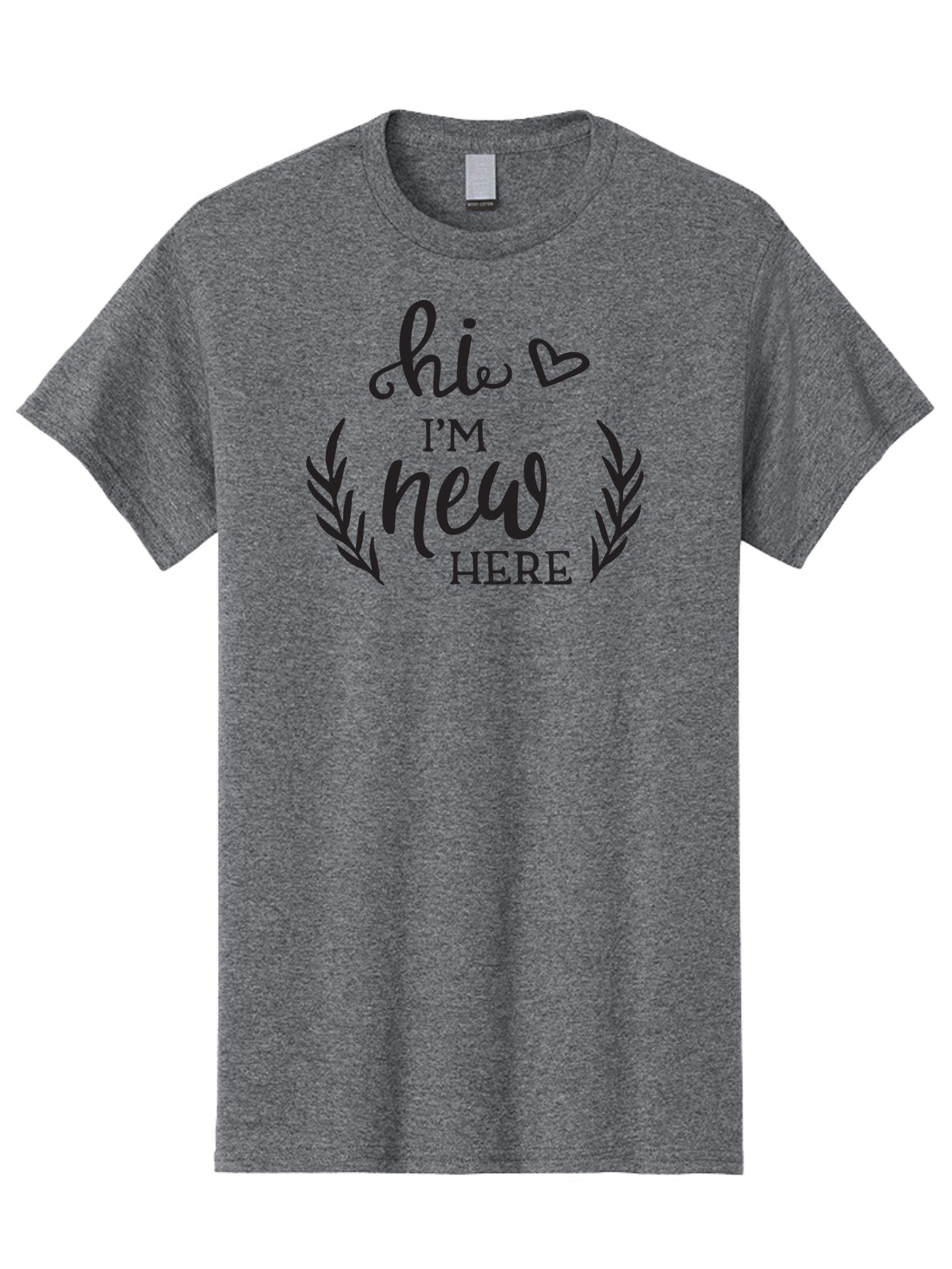Hi-I-M-New-Here Men'S Graphic Tee, 100% Cotton, Comfortable Casual Summer Wear, Machine Washable, Social Media Greeting, New Community Member, Friendly Welcome, Introductory Post, Hello Message, Laurel Wreath Design, Heart Symbol, Aac818 15