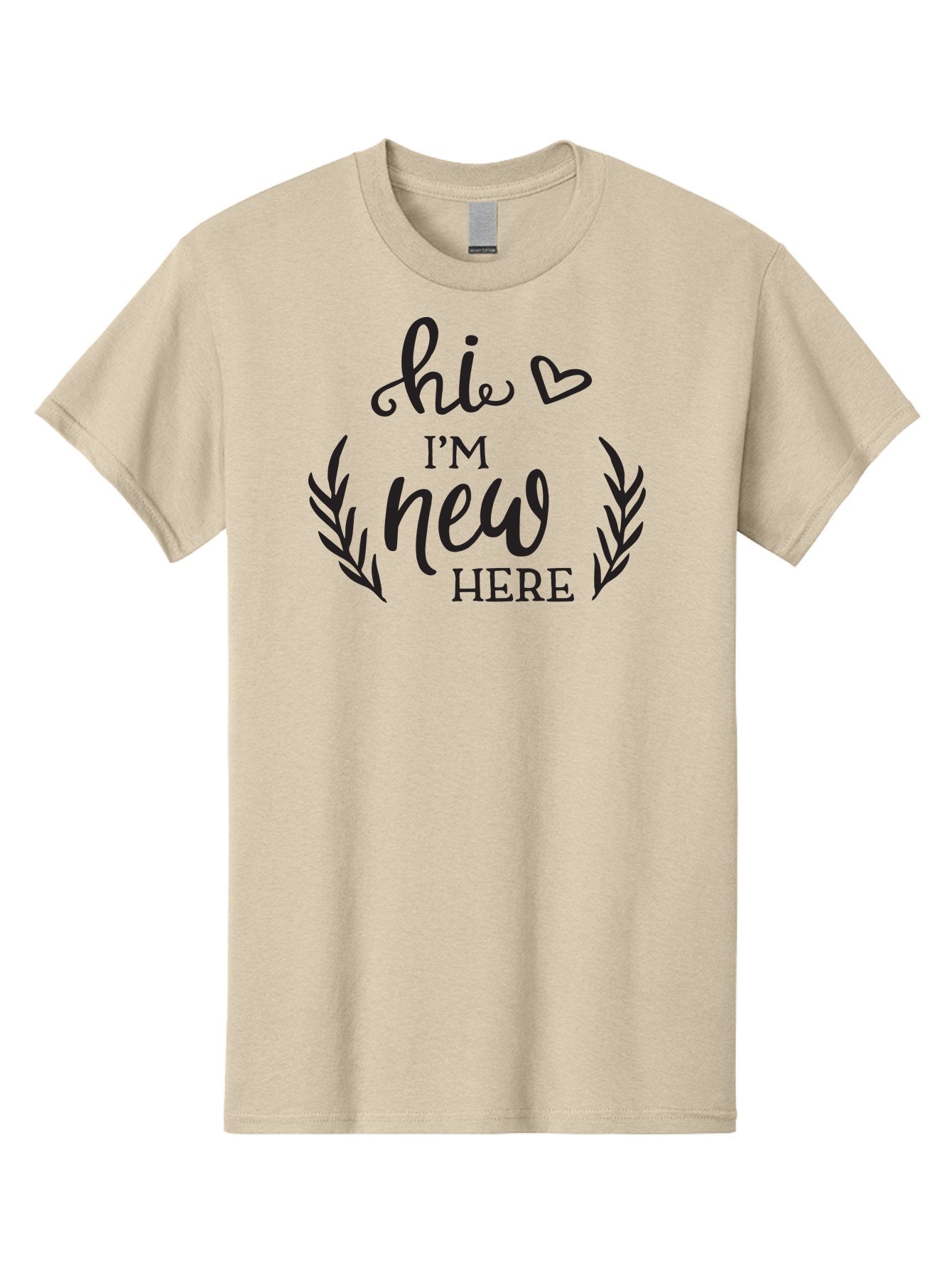 Hi-I-M-New-Here Men'S Graphic Tee, 100% Cotton, Comfortable Casual Summer Wear, Machine Washable, Social Media Greeting, New Community Member, Friendly Welcome, Introductory Post, Hello Message, Laurel Wreath Design, Heart Symbol, Aac818 14