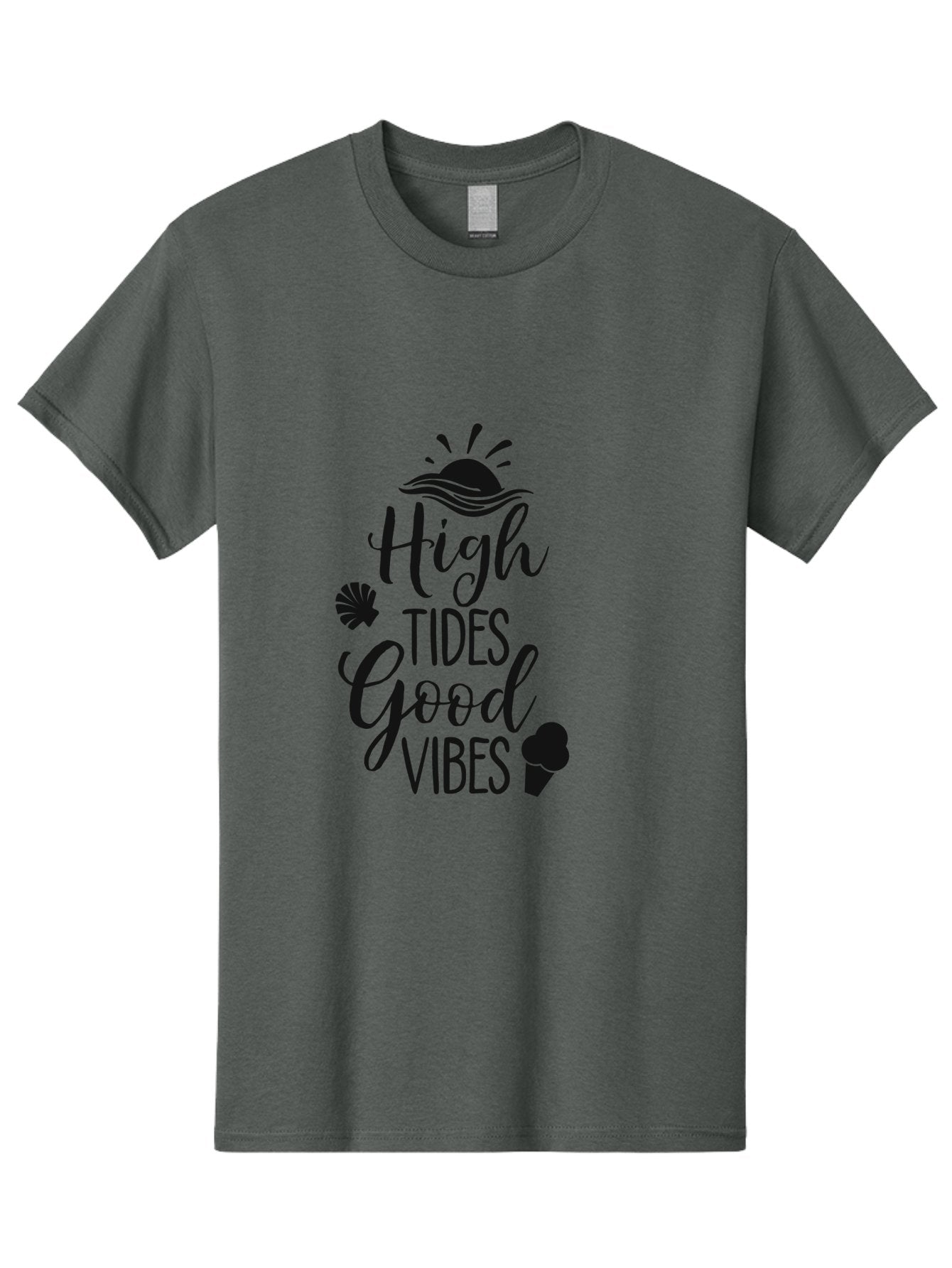 High-Tides-Good-Vibes Men'S Graphic Tee, 100% Cotton, Comfortable Casual Summer Wear, Machine Washable, Ocean Inspiration, Beach Vibes, Good Energy, Sea Shells, Positive Affirmations, Coastal Lifestyle, Motivational Quotes, Summer Vibes Aac819 14