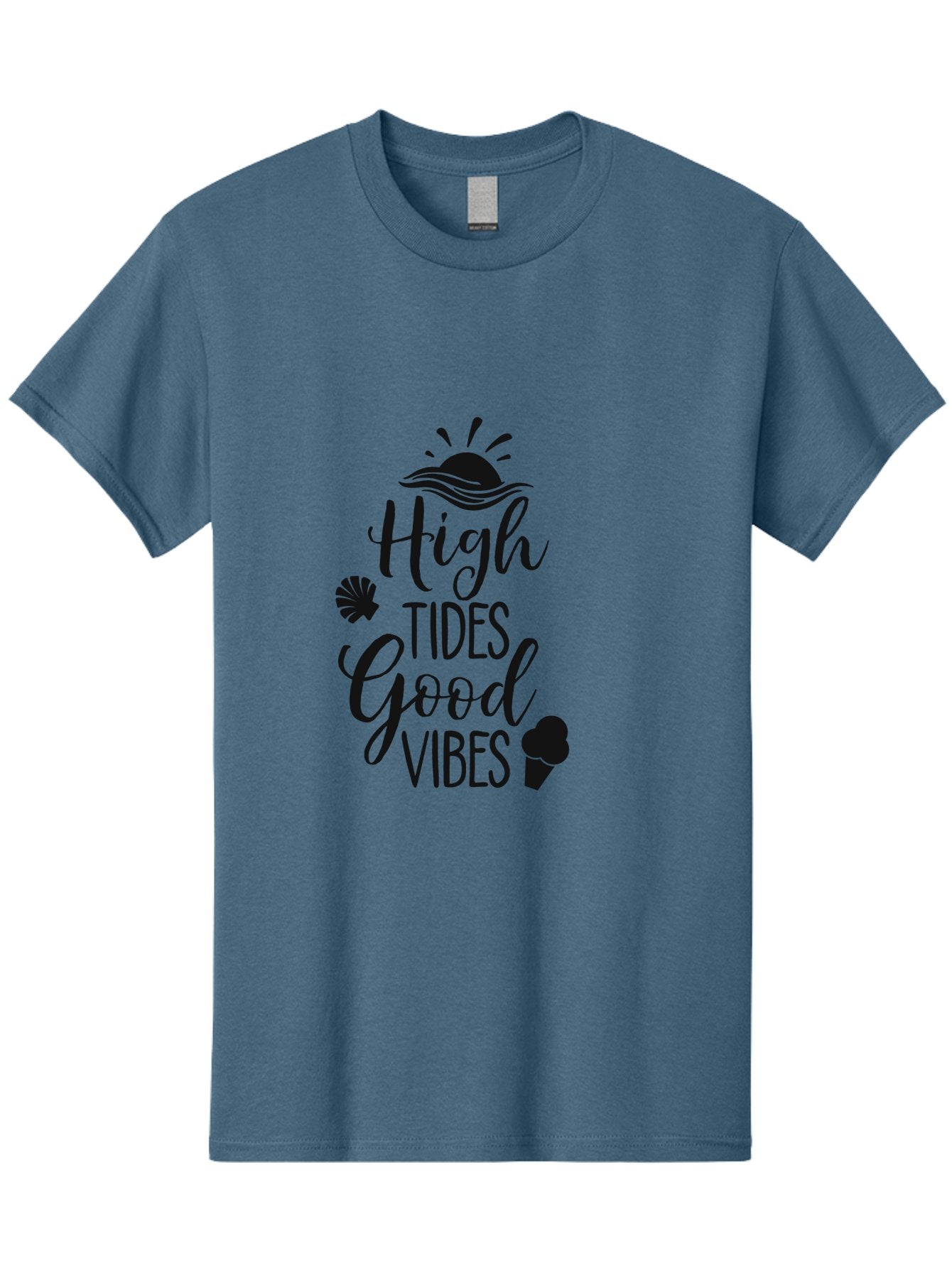 High-Tides-Good-Vibes Men'S Graphic Tee, 100% Cotton, Comfortable Casual Summer Wear, Machine Washable, Ocean Inspiration, Beach Vibes, Good Energy, Sea Shells, Positive Affirmations, Coastal Lifestyle, Motivational Quotes, Summer Vibes Aac819 8