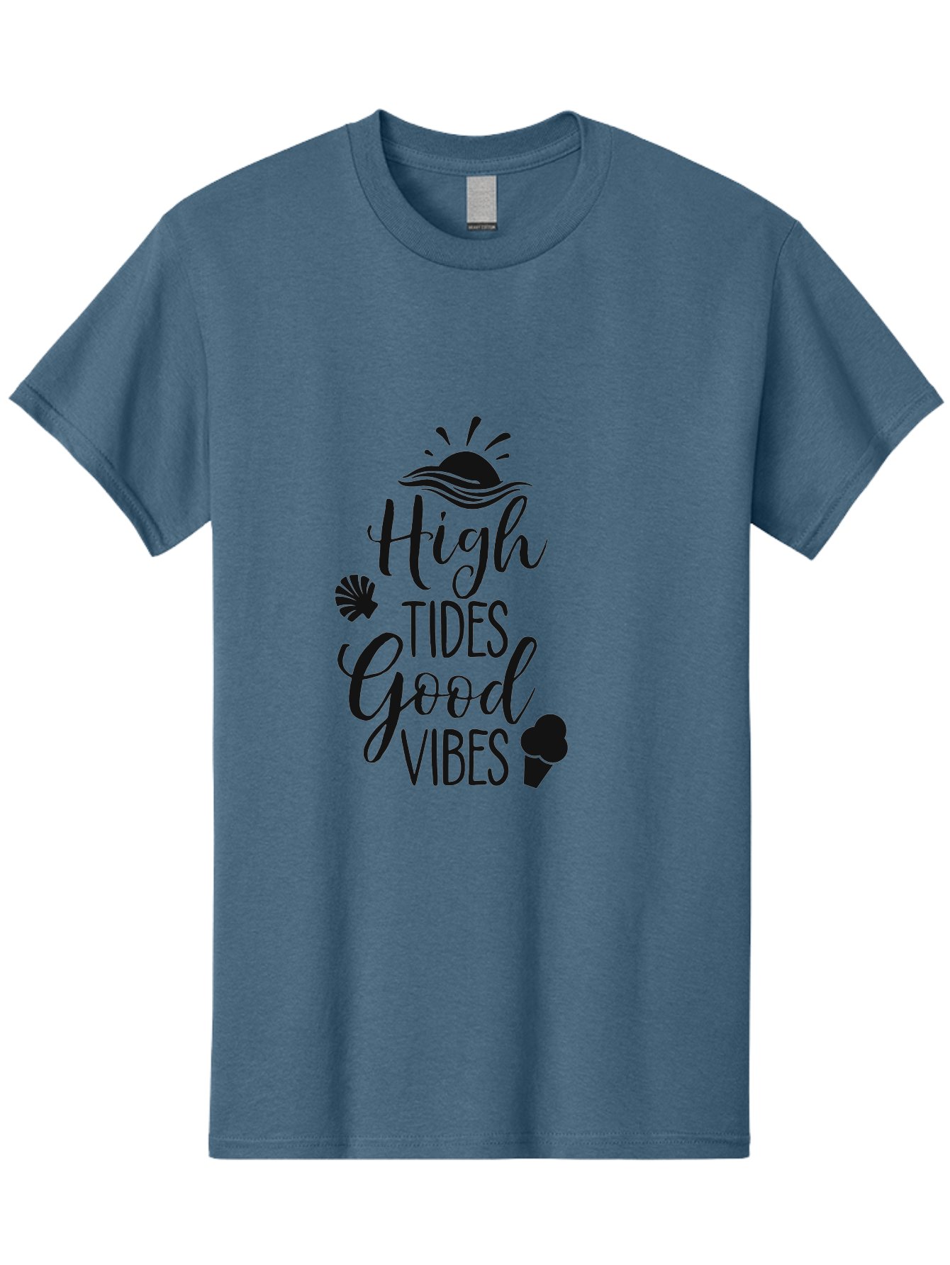 High-Tides-Good-Vibes Men'S Graphic Tee, 100% Cotton, Comfortable Casual Summer Wear, Machine Washable, Ocean Inspiration, Beach Vibes, Good Energy, Sea Shells, Positive Affirmations, Coastal Lifestyle, Motivational Quotes, Summer Vibes Aac819 11