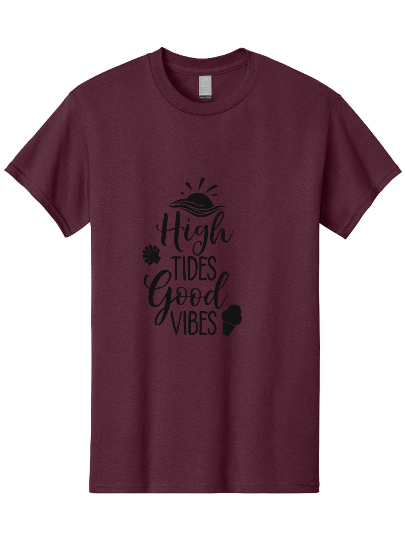 High-Tides-Good-Vibes Men'S Graphic Tee, 100% Cotton, Comfortable Casual Summer Wear, Machine Washable, Ocean Inspiration, Beach Vibes, Good Energy, Sea Shells, Positive Affirmations, Coastal Lifestyle, Motivational Quotes, Summer Vibes Aac819 9
