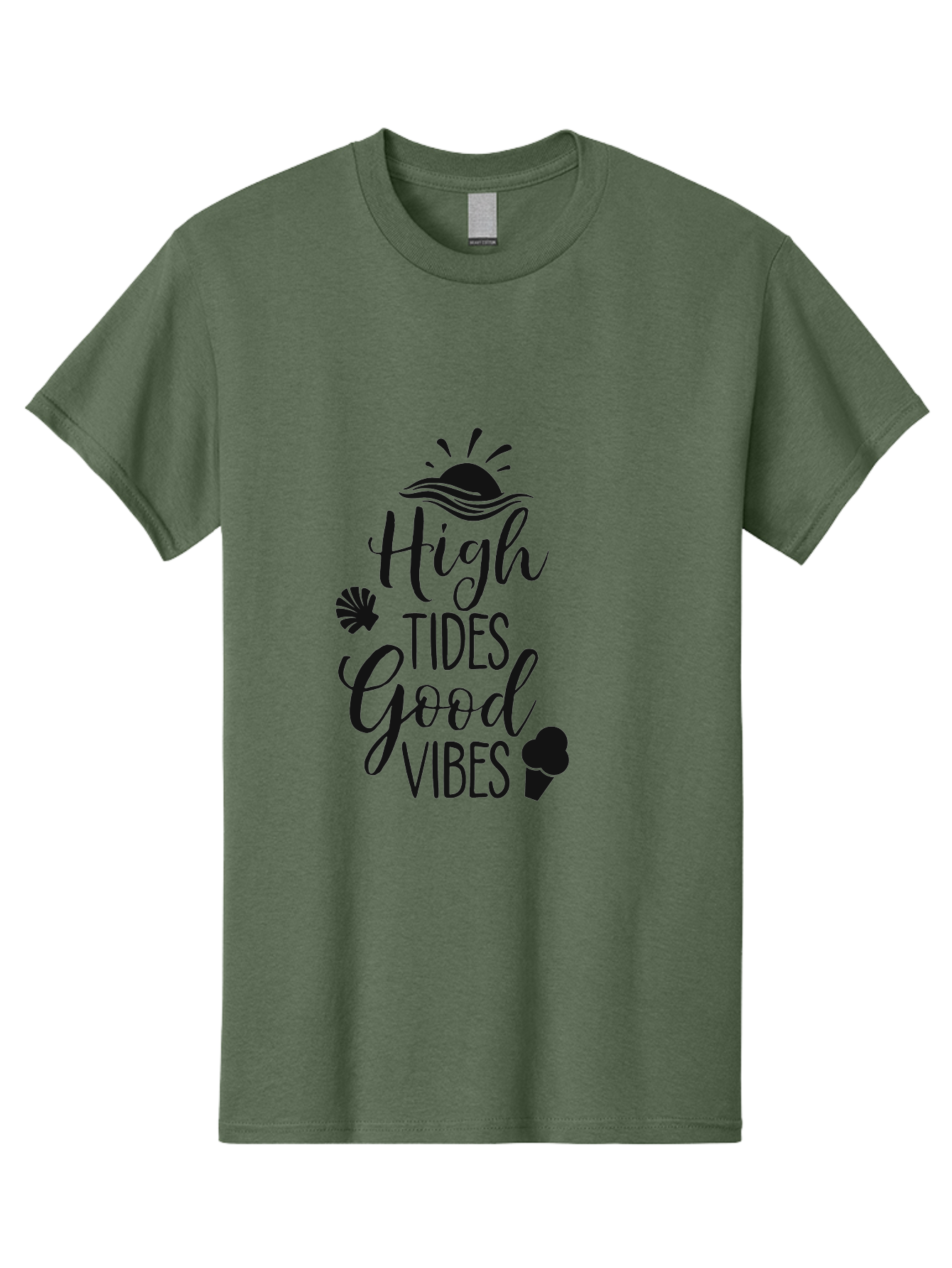 High-Tides-Good-Vibes Men'S Graphic Tee, 100% Cotton, Comfortable Casual Summer Wear, Machine Washable, Ocean Inspiration, Beach Vibes, Good Energy, Sea Shells, Positive Affirmations, Coastal Lifestyle, Motivational Quotes, Summer Vibes Aac819 19