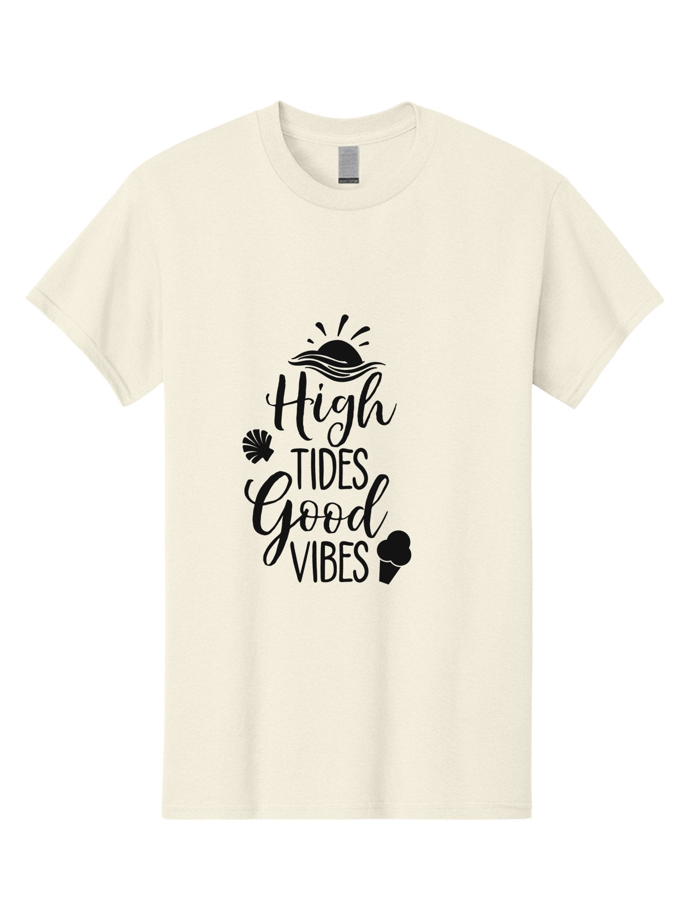 High-Tides-Good-Vibes Men'S Graphic Tee, 100% Cotton, Comfortable Casual Summer Wear, Machine Washable, Ocean Inspiration, Beach Vibes, Good Energy, Sea Shells, Positive Affirmations, Coastal Lifestyle, Motivational Quotes, Summer Vibes Aac819 6