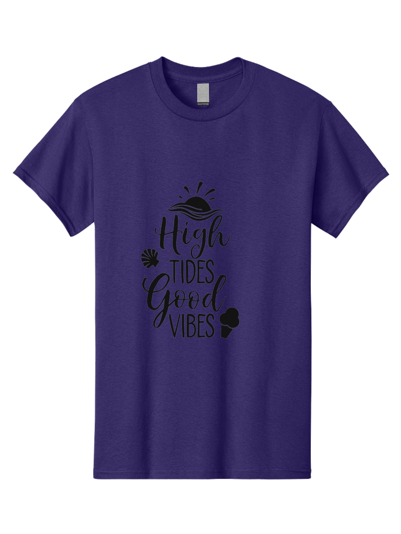 High-Tides-Good-Vibes Men'S Graphic Tee, 100% Cotton, Comfortable Casual Summer Wear, Machine Washable, Ocean Inspiration, Beach Vibes, Good Energy, Sea Shells, Positive Affirmations, Coastal Lifestyle, Motivational Quotes, Summer Vibes Aac819 17