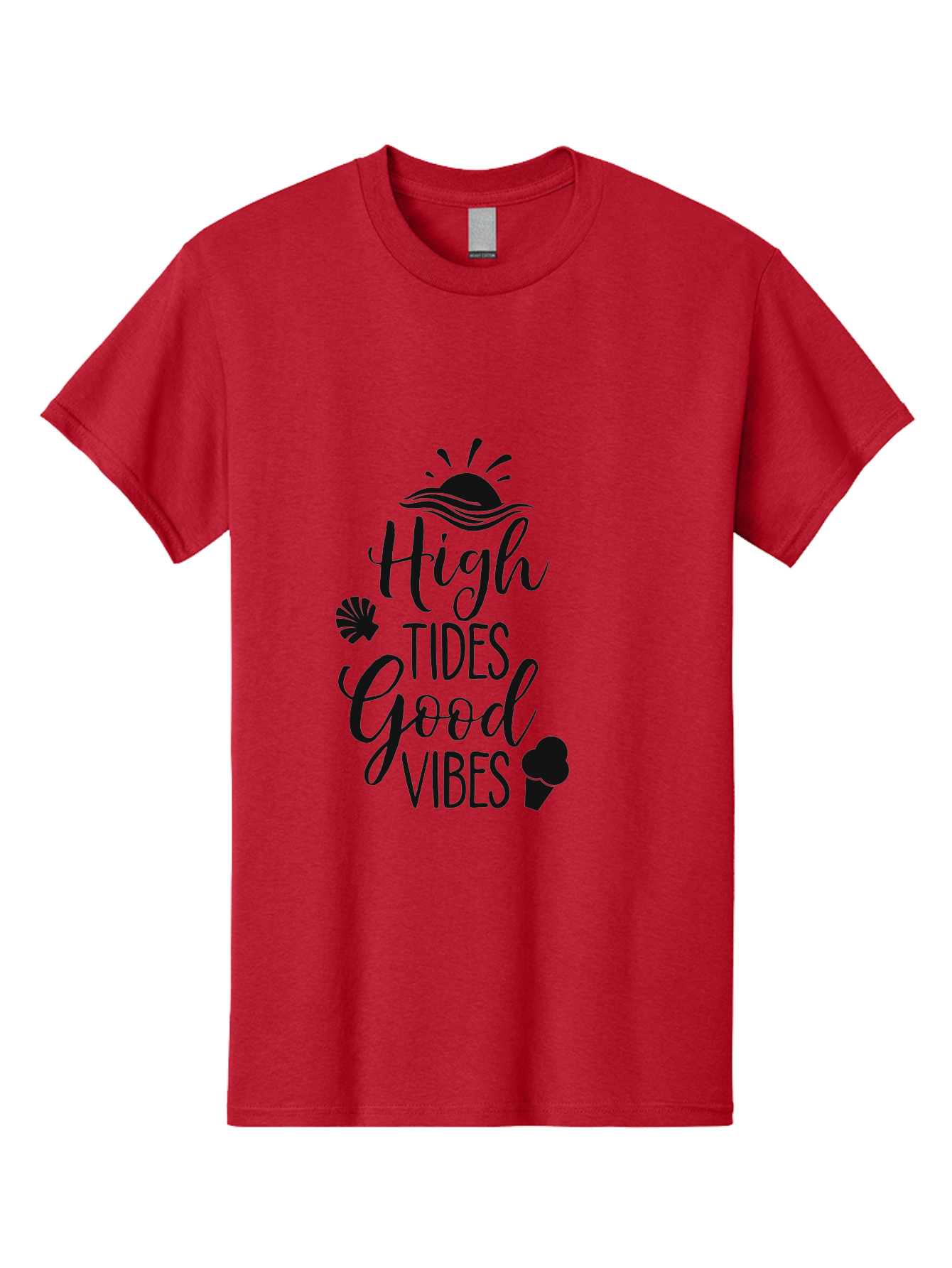 High-Tides-Good-Vibes Men'S Graphic Tee, 100% Cotton, Comfortable Casual Summer Wear, Machine Washable, Ocean Inspiration, Beach Vibes, Good Energy, Sea Shells, Positive Affirmations, Coastal Lifestyle, Motivational Quotes, Summer Vibes Aac819 5