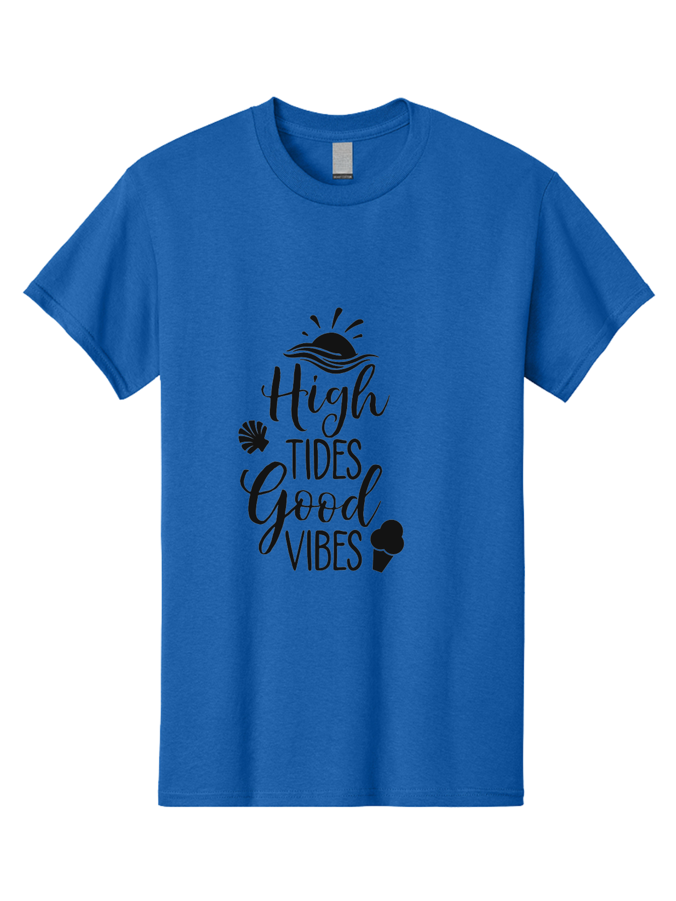 High-Tides-Good-Vibes Men'S Graphic Tee, 100% Cotton, Comfortable Casual Summer Wear, Machine Washable, Ocean Inspiration, Beach Vibes, Good Energy, Sea Shells, Positive Affirmations, Coastal Lifestyle, Motivational Quotes, Summer Vibes Aac819 23