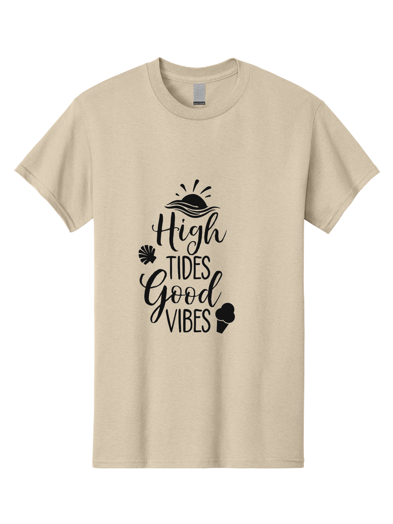High-Tides-Good-Vibes Men'S Graphic Tee, 100% Cotton, Comfortable Casual Summer Wear, Machine Washable, Ocean Inspiration, Beach Vibes, Good Energy, Sea Shells, Positive Affirmations, Coastal Lifestyle, Motivational Quotes, Summer Vibes Aac819