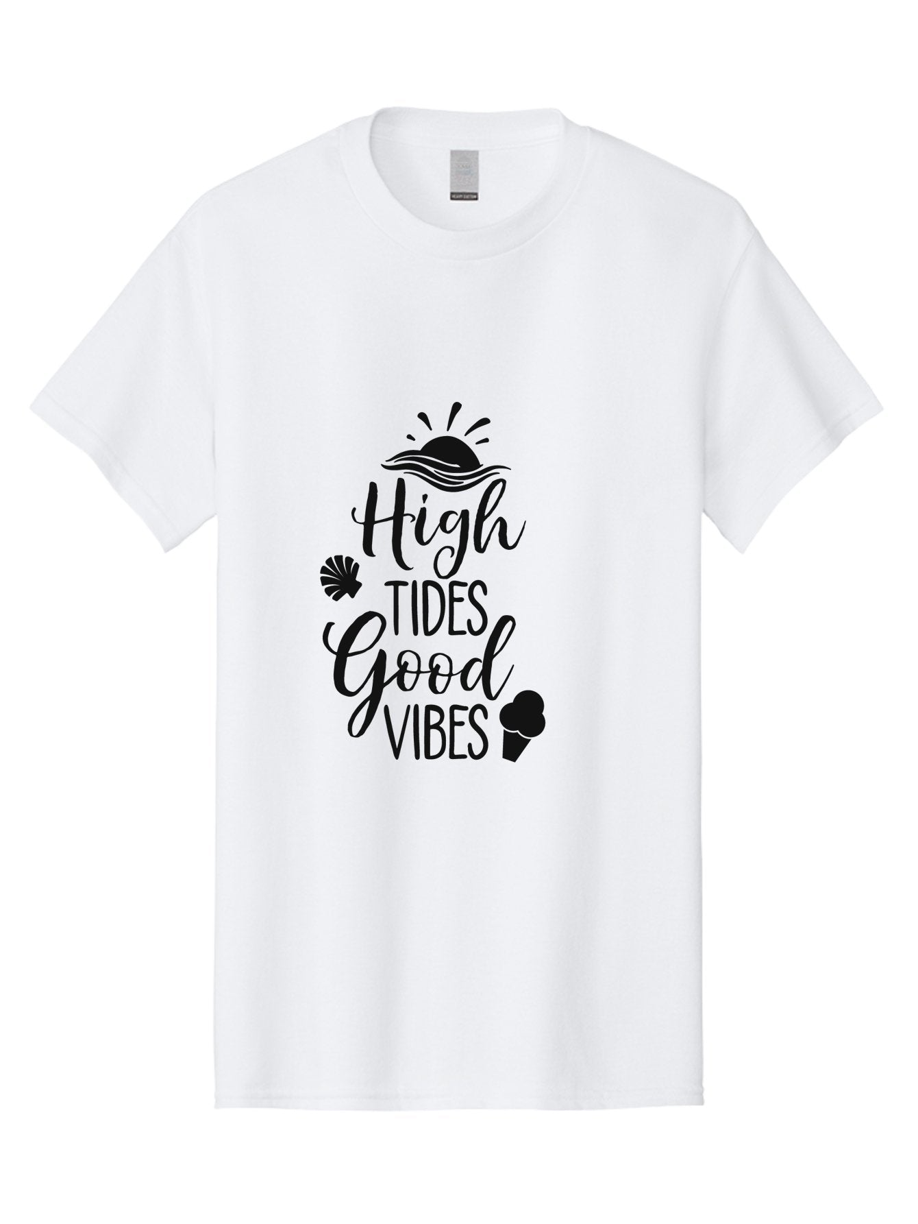 High-Tides-Good-Vibes Men'S Graphic Tee, 100% Cotton, Comfortable Casual Summer Wear, Machine Washable, Ocean Inspiration, Beach Vibes, Good Energy, Sea Shells, Positive Affirmations, Coastal Lifestyle, Motivational Quotes, Summer Vibes Aac819 7