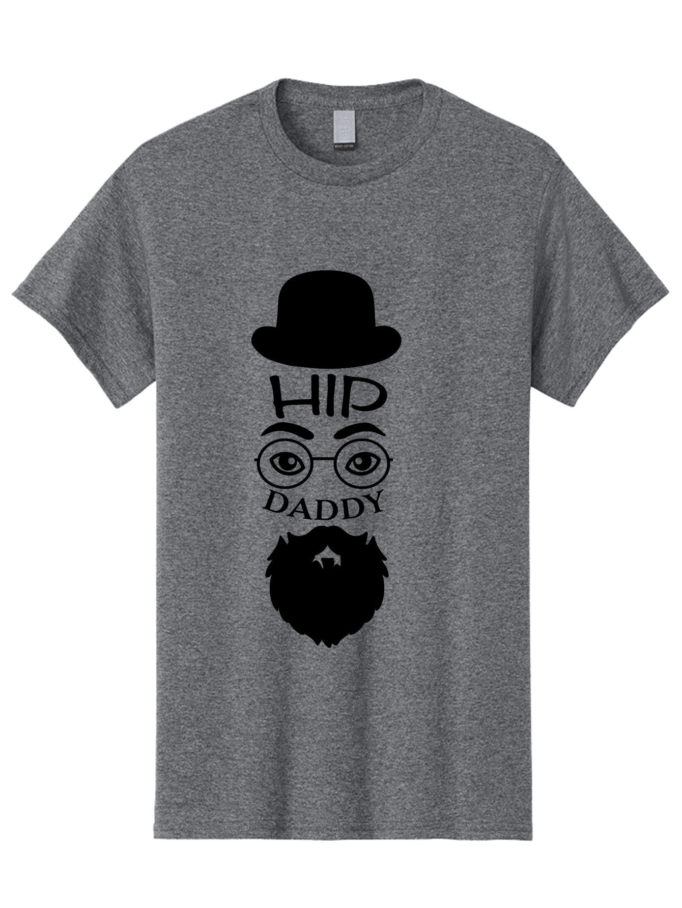 Hip-Daddy Men'S Graphic Tee, 100% Cotton, Comfortable Casual Summer Wear, Machine Washable, Hip Daddy, Bearded Man, Vintage Style, Round Glasses, Bowler Hat, Modern Daddy, Stylish Dad, Fashion Illustration, Hipster Daddy Aac820 3