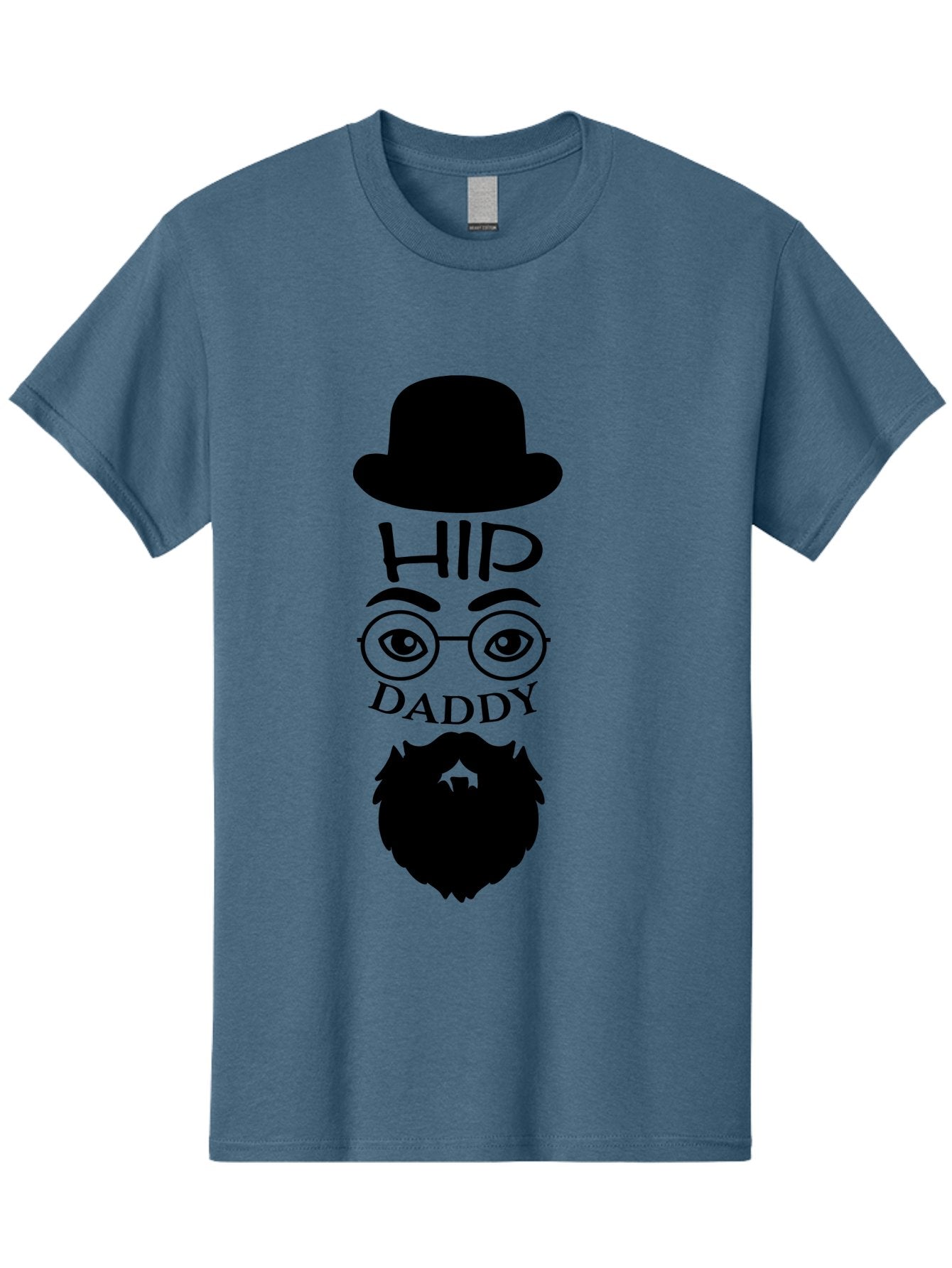 Hip-Daddy Men'S Graphic Tee, 100% Cotton, Comfortable Casual Summer Wear, Machine Washable, Hip Daddy, Bearded Man, Vintage Style, Round Glasses, Bowler Hat, Modern Daddy, Stylish Dad, Fashion Illustration, Hipster Daddy Aac820 4