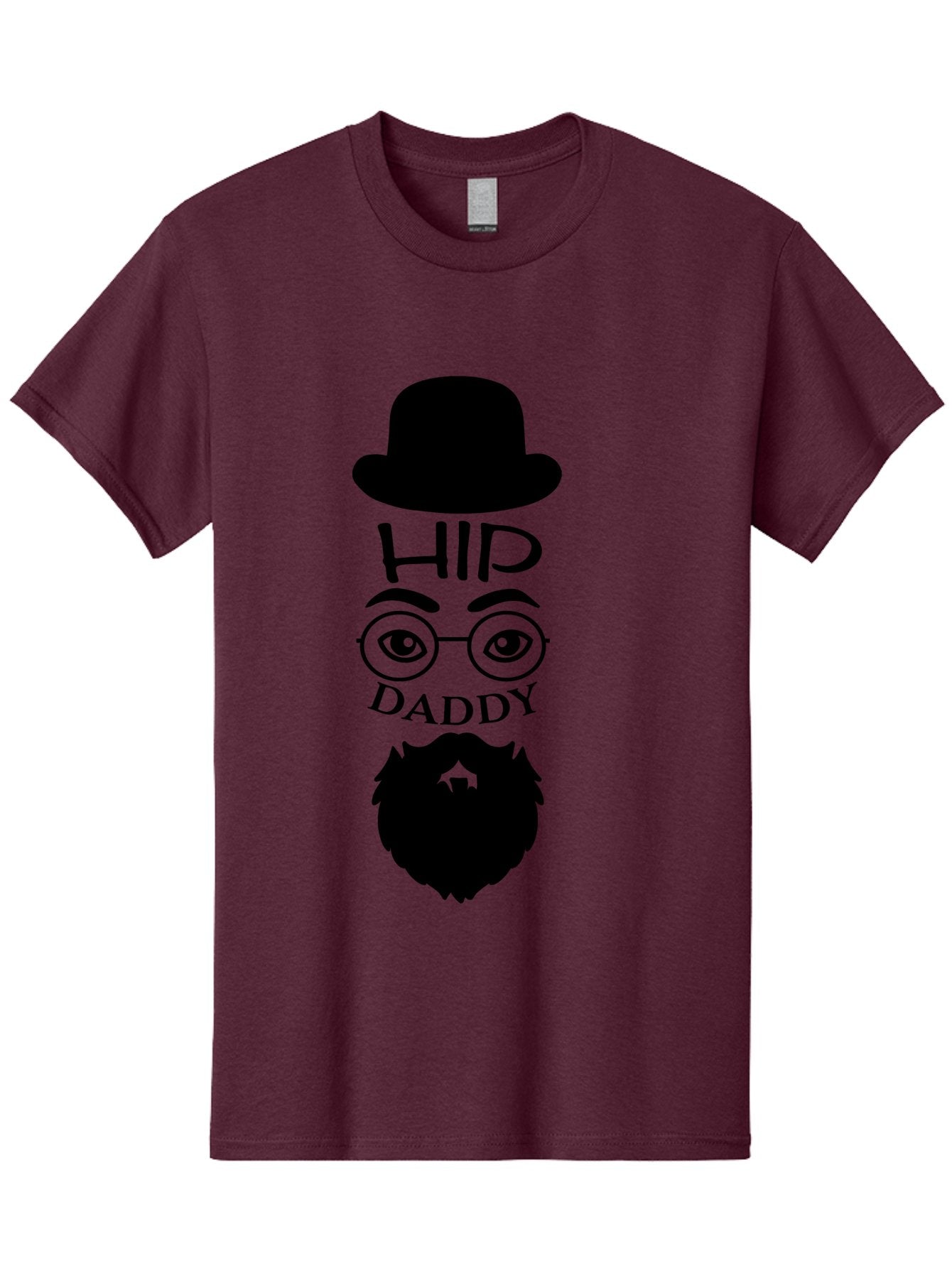 Hip-Daddy Men'S Graphic Tee, 100% Cotton, Comfortable Casual Summer Wear, Machine Washable, Hip Daddy, Bearded Man, Vintage Style, Round Glasses, Bowler Hat, Modern Daddy, Stylish Dad, Fashion Illustration, Hipster Daddy Aac820 11