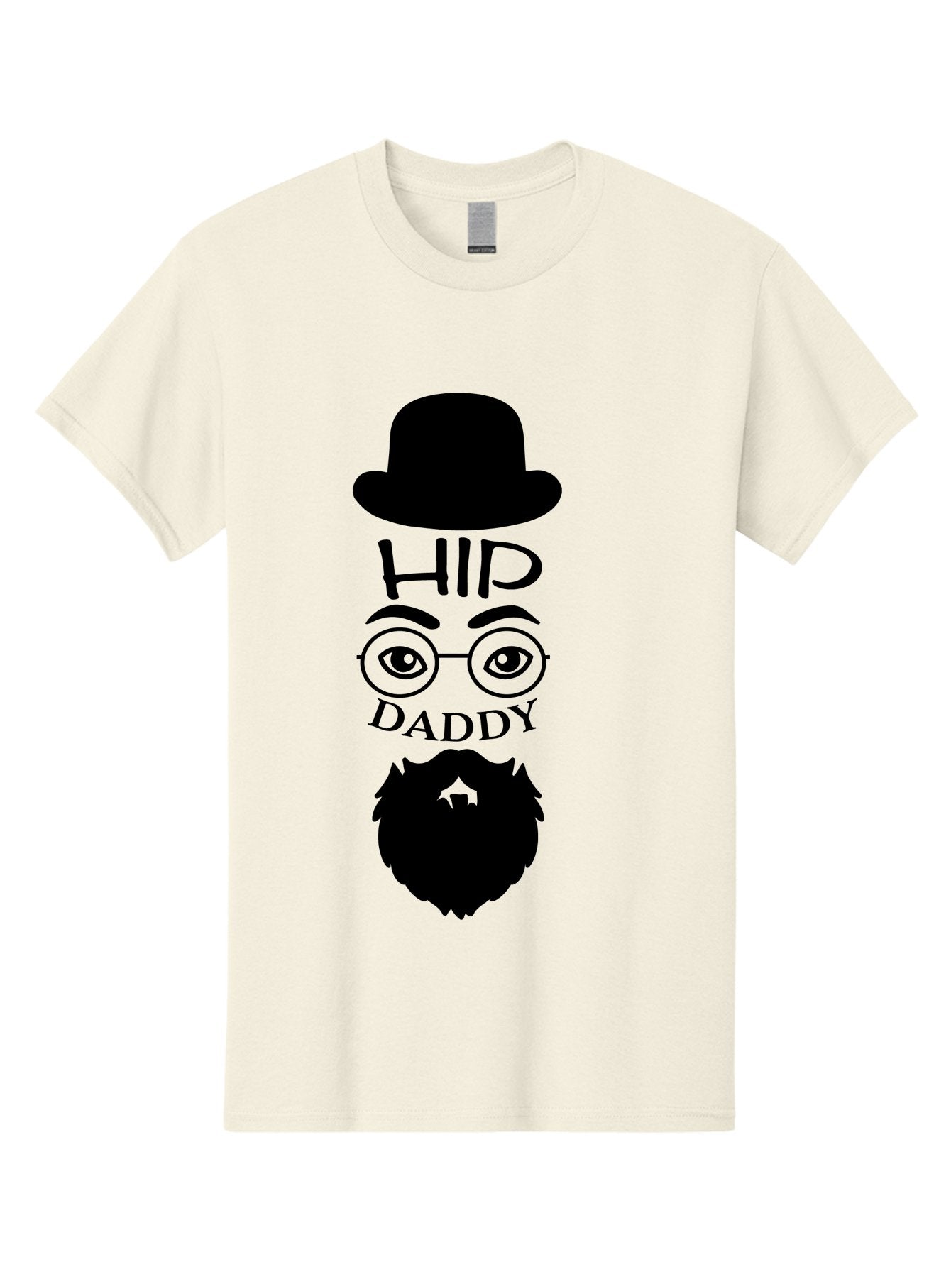 Hip-Daddy Men'S Graphic Tee, 100% Cotton, Comfortable Casual Summer Wear, Machine Washable, Hip Daddy, Bearded Man, Vintage Style, Round Glasses, Bowler Hat, Modern Daddy, Stylish Dad, Fashion Illustration, Hipster Daddy Aac820