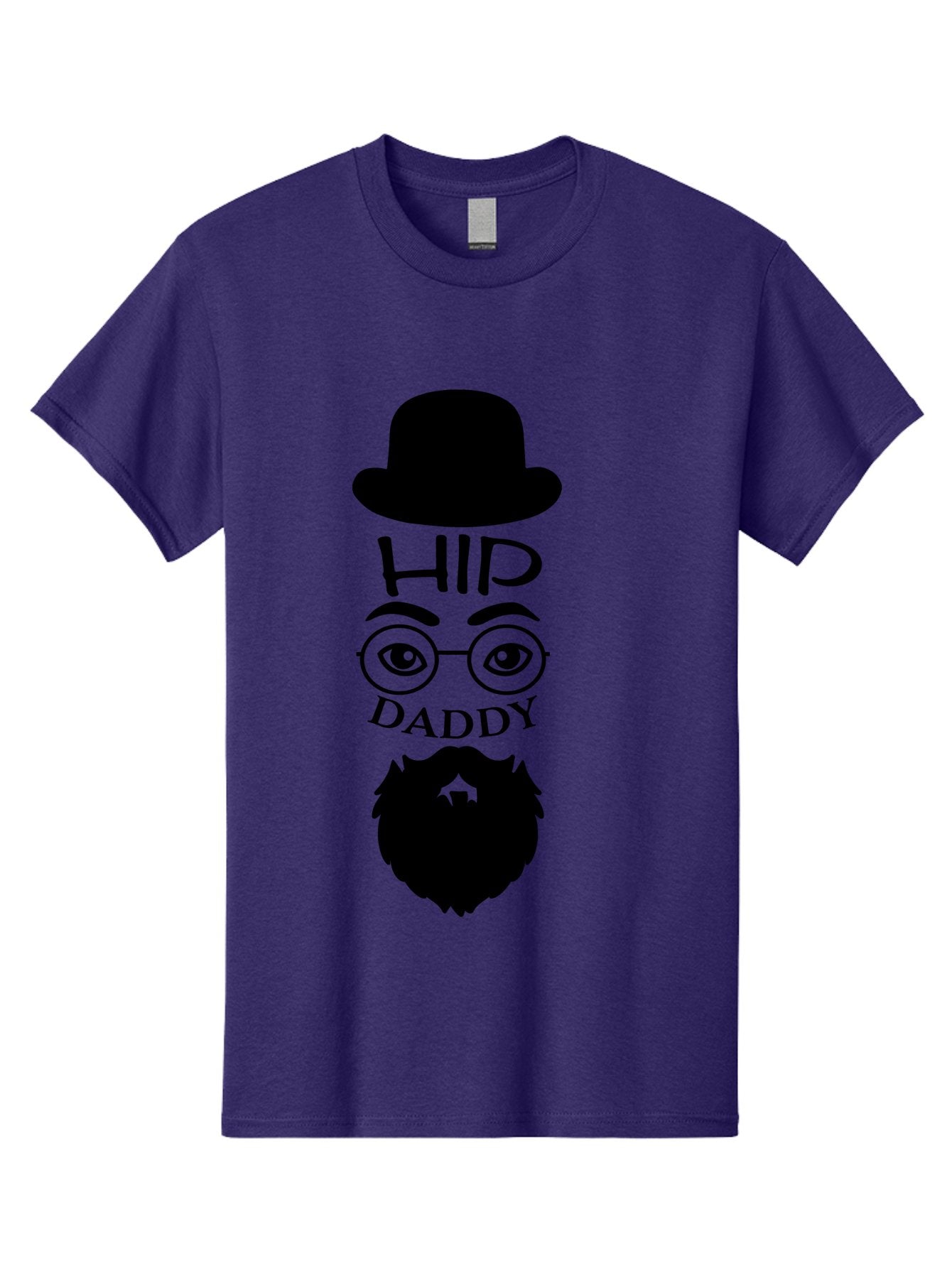 Hip-Daddy Men'S Graphic Tee, 100% Cotton, Comfortable Casual Summer Wear, Machine Washable, Hip Daddy, Bearded Man, Vintage Style, Round Glasses, Bowler Hat, Modern Daddy, Stylish Dad, Fashion Illustration, Hipster Daddy Aac820 8