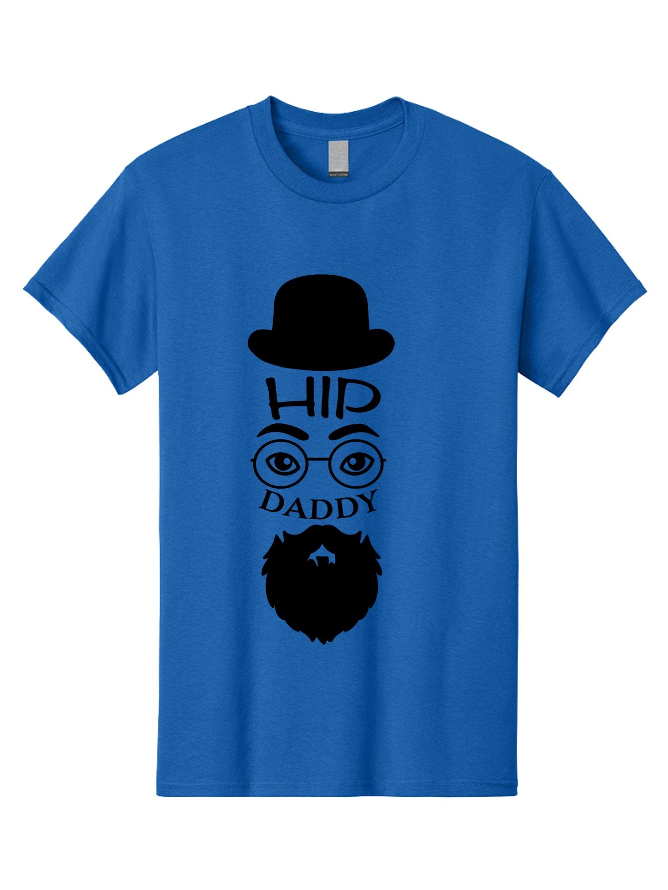 Hip-Daddy Men'S Graphic Tee, 100% Cotton, Comfortable Casual Summer Wear, Machine Washable, Hip Daddy, Bearded Man, Vintage Style, Round Glasses, Bowler Hat, Modern Daddy, Stylish Dad, Fashion Illustration, Hipster Daddy Aac820 7