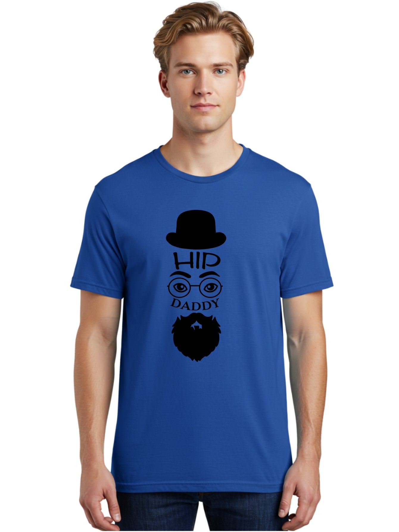 Hip-Daddy Men'S Graphic Tee, 100% Cotton, Comfortable Casual Summer Wear, Machine Washable, Hip Daddy, Bearded Man, Vintage Style, Round Glasses, Bowler Hat, Modern Daddy, Stylish Dad, Fashion Illustration, Hipster Daddy Aac820 16