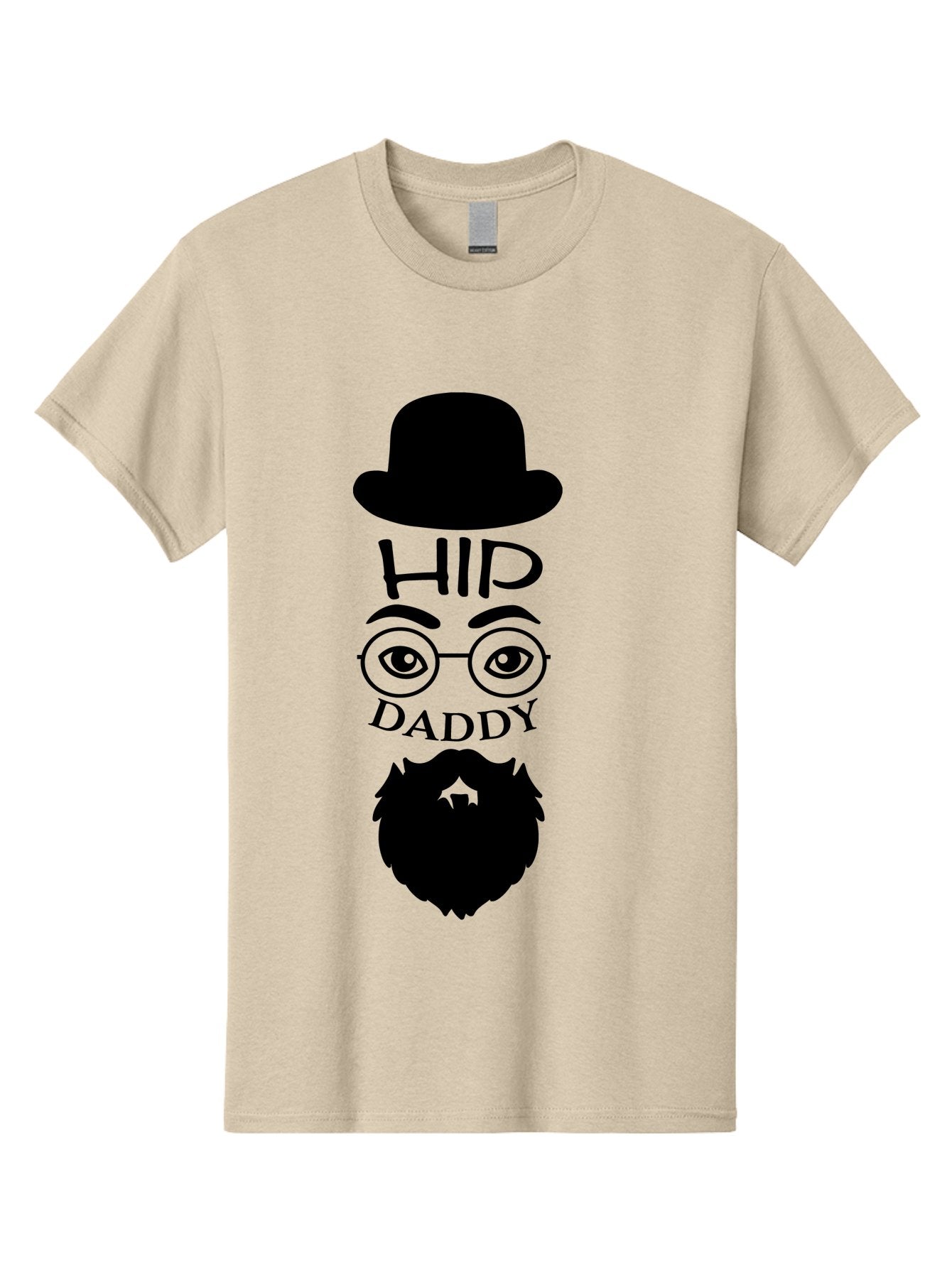 Hip-Daddy Men'S Graphic Tee, 100% Cotton, Comfortable Casual Summer Wear, Machine Washable, Hip Daddy, Bearded Man, Vintage Style, Round Glasses, Bowler Hat, Modern Daddy, Stylish Dad, Fashion Illustration, Hipster Daddy Aac820 5