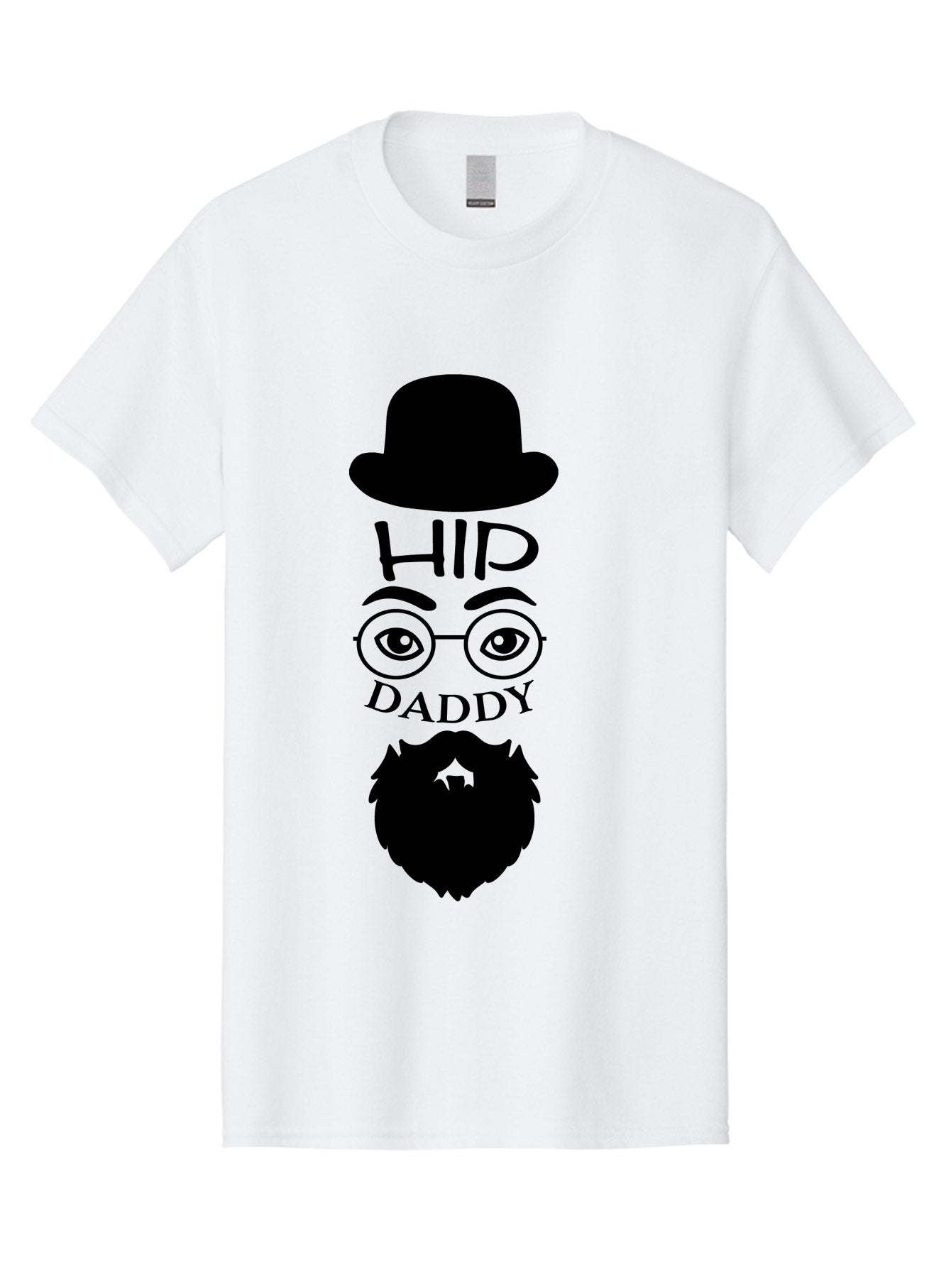 Hip-Daddy Men'S Graphic Tee, 100% Cotton, Comfortable Casual Summer Wear, Machine Washable, Hip Daddy, Bearded Man, Vintage Style, Round Glasses, Bowler Hat, Modern Daddy, Stylish Dad, Fashion Illustration, Hipster Daddy Aac820 12