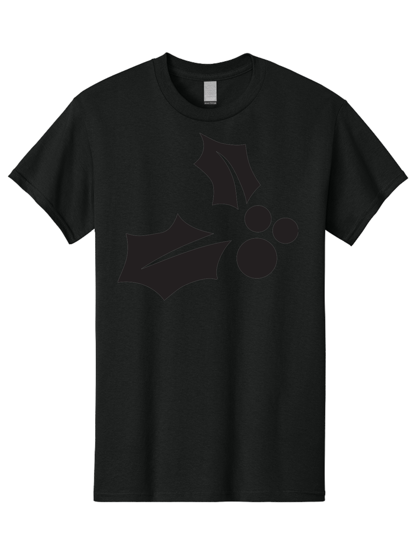 Holly-Leaves-And-Berries Men'S Graphic Tee, 100% Cotton, Comfortable Casual Summer Wear, Machine Washable, Holiday Holly, Christmas Leaves, Festive Berries, Black Silhouette, Minimalist Design, Winter Decor, Seasonal Graphics Aac823 15