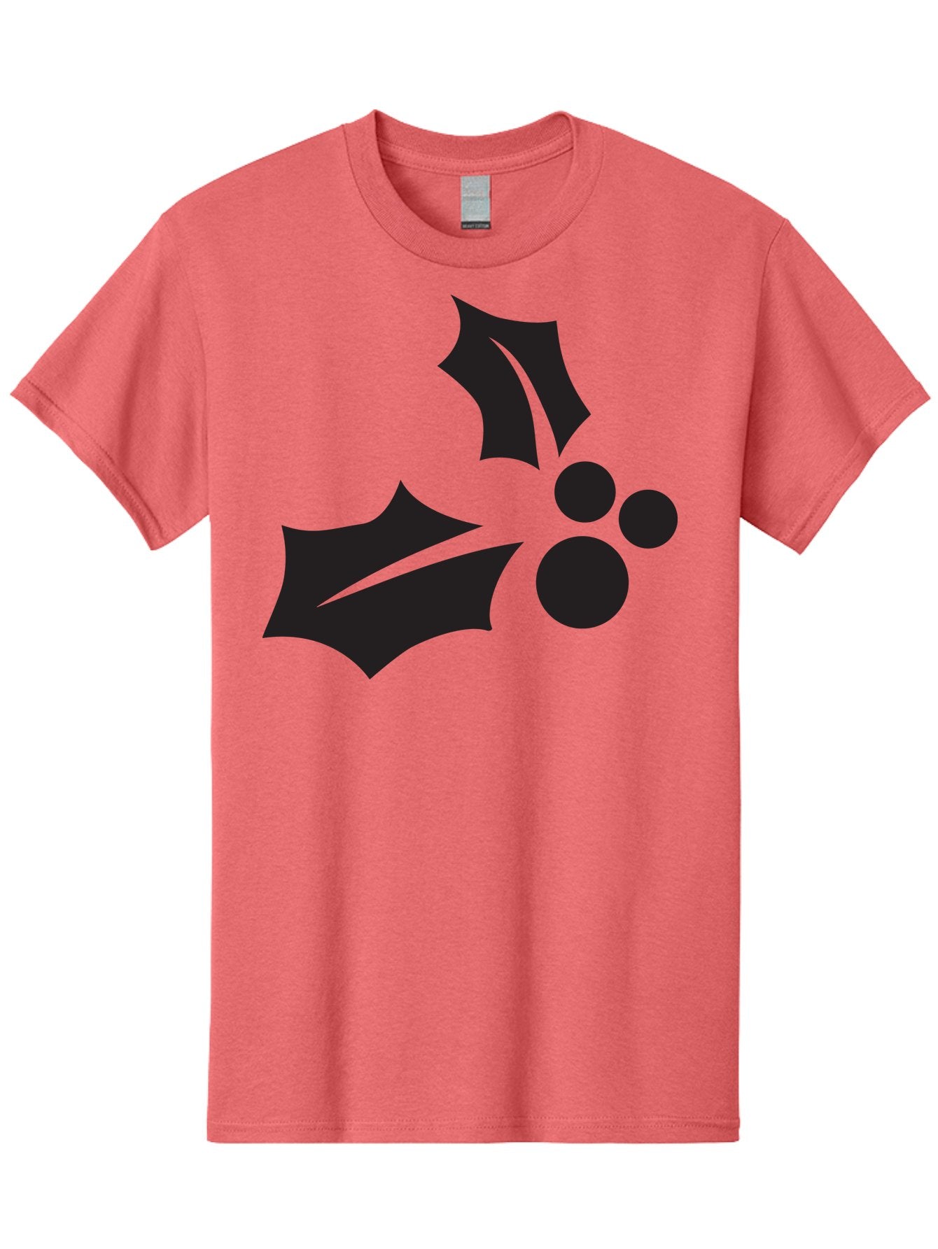 Holly-Leaves-And-Berries Men'S Graphic Tee, 100% Cotton, Comfortable Casual Summer Wear, Machine Washable, Holiday Holly, Christmas Leaves, Festive Berries, Black Silhouette, Minimalist Design, Winter Decor, Seasonal Graphics Aac823 6