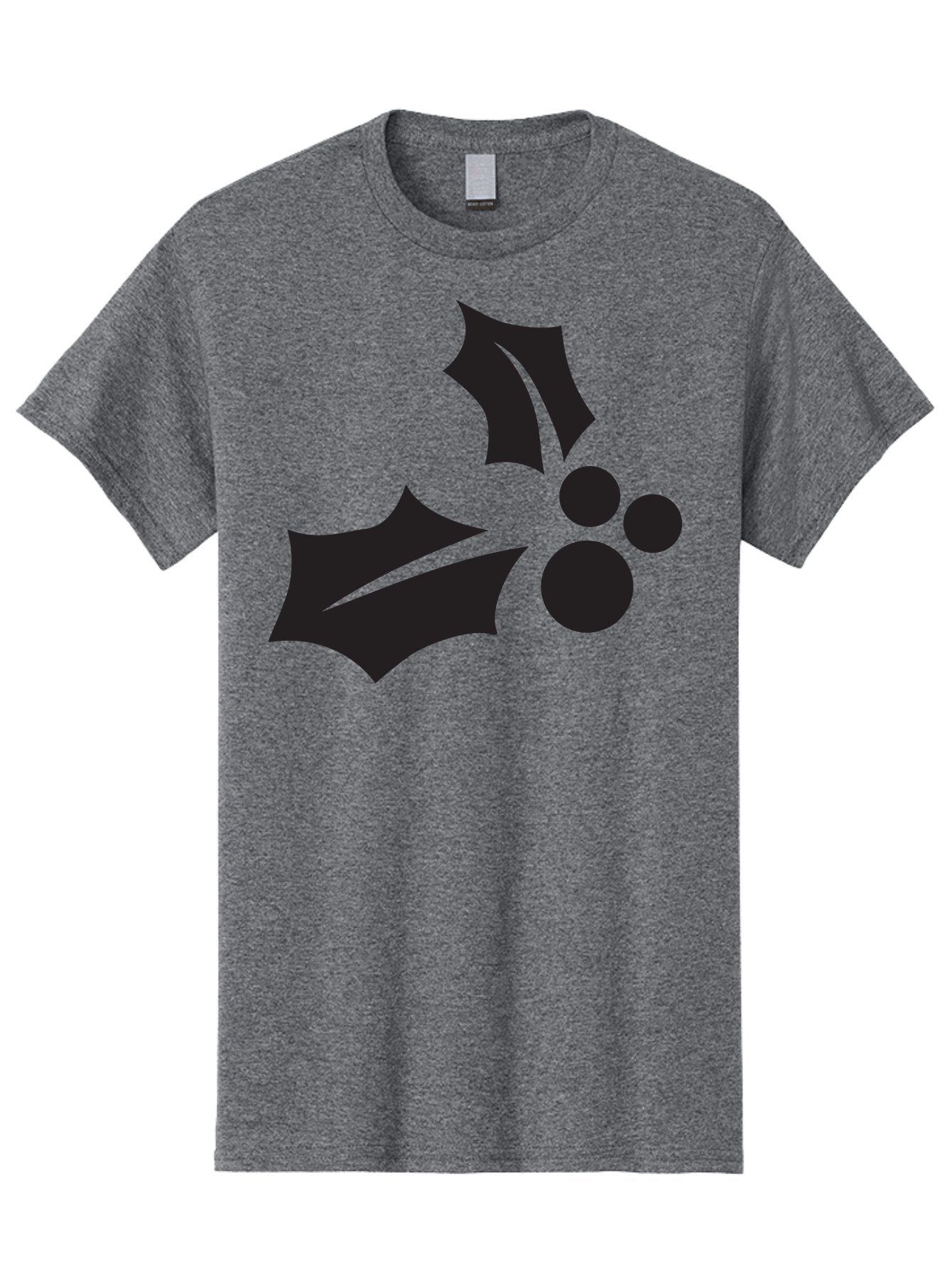 Holly-Leaves-And-Berries Men'S Graphic Tee, 100% Cotton, Comfortable Casual Summer Wear, Machine Washable, Holiday Holly, Christmas Leaves, Festive Berries, Black Silhouette, Minimalist Design, Winter Decor, Seasonal Graphics Aac823 7