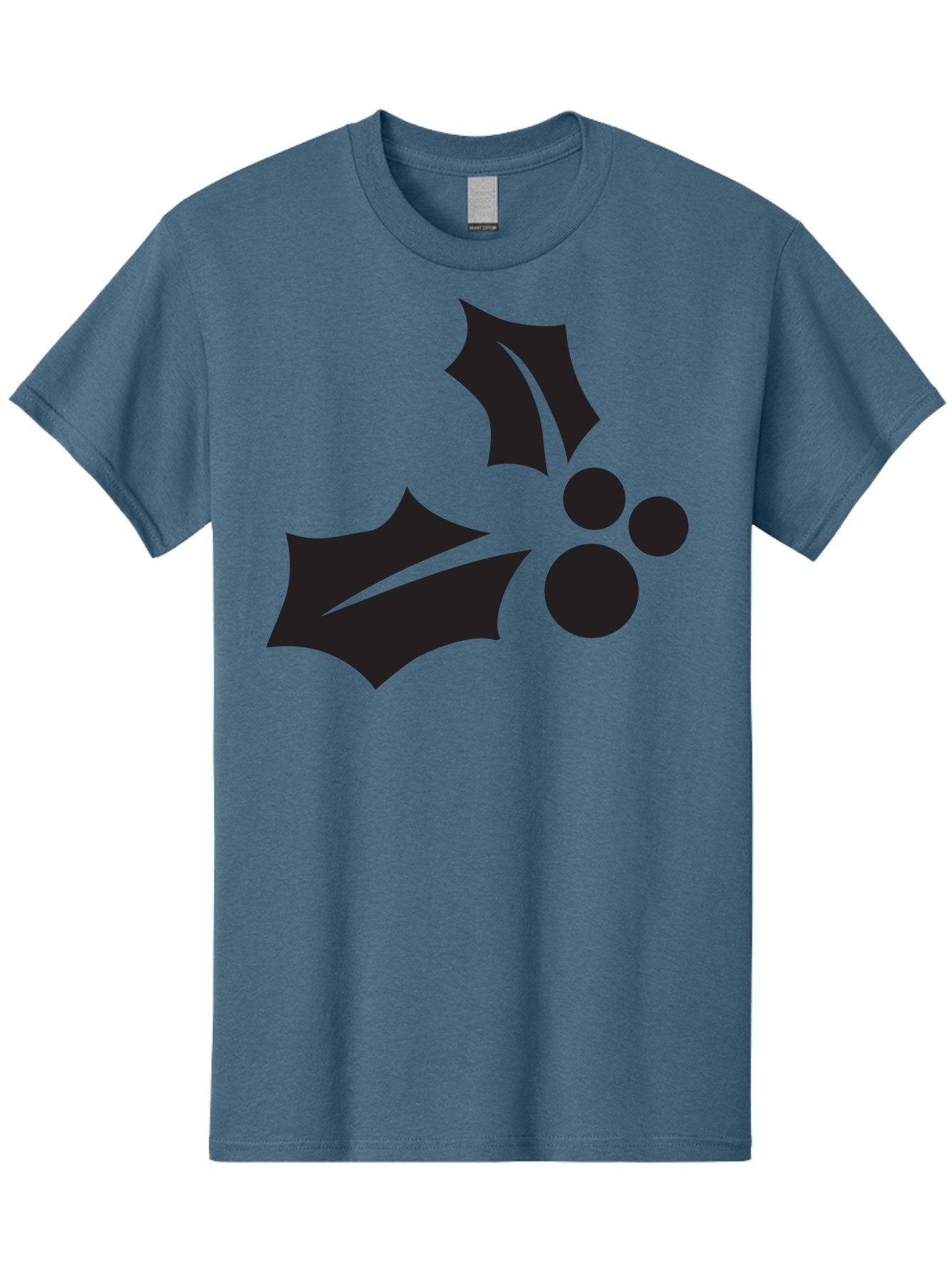Holly-Leaves-And-Berries Men'S Graphic Tee, 100% Cotton, Comfortable Casual Summer Wear, Machine Washable, Holiday Holly, Christmas Leaves, Festive Berries, Black Silhouette, Minimalist Design, Winter Decor, Seasonal Graphics Aac823 10