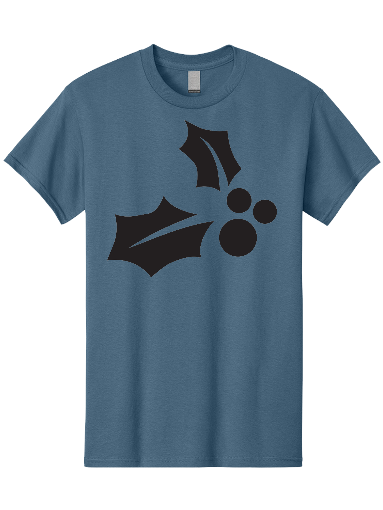Holly-Leaves-And-Berries Men'S Graphic Tee, 100% Cotton, Comfortable Casual Summer Wear, Machine Washable, Holiday Holly, Christmas Leaves, Festive Berries, Black Silhouette, Minimalist Design, Winter Decor, Seasonal Graphics Aac823 27