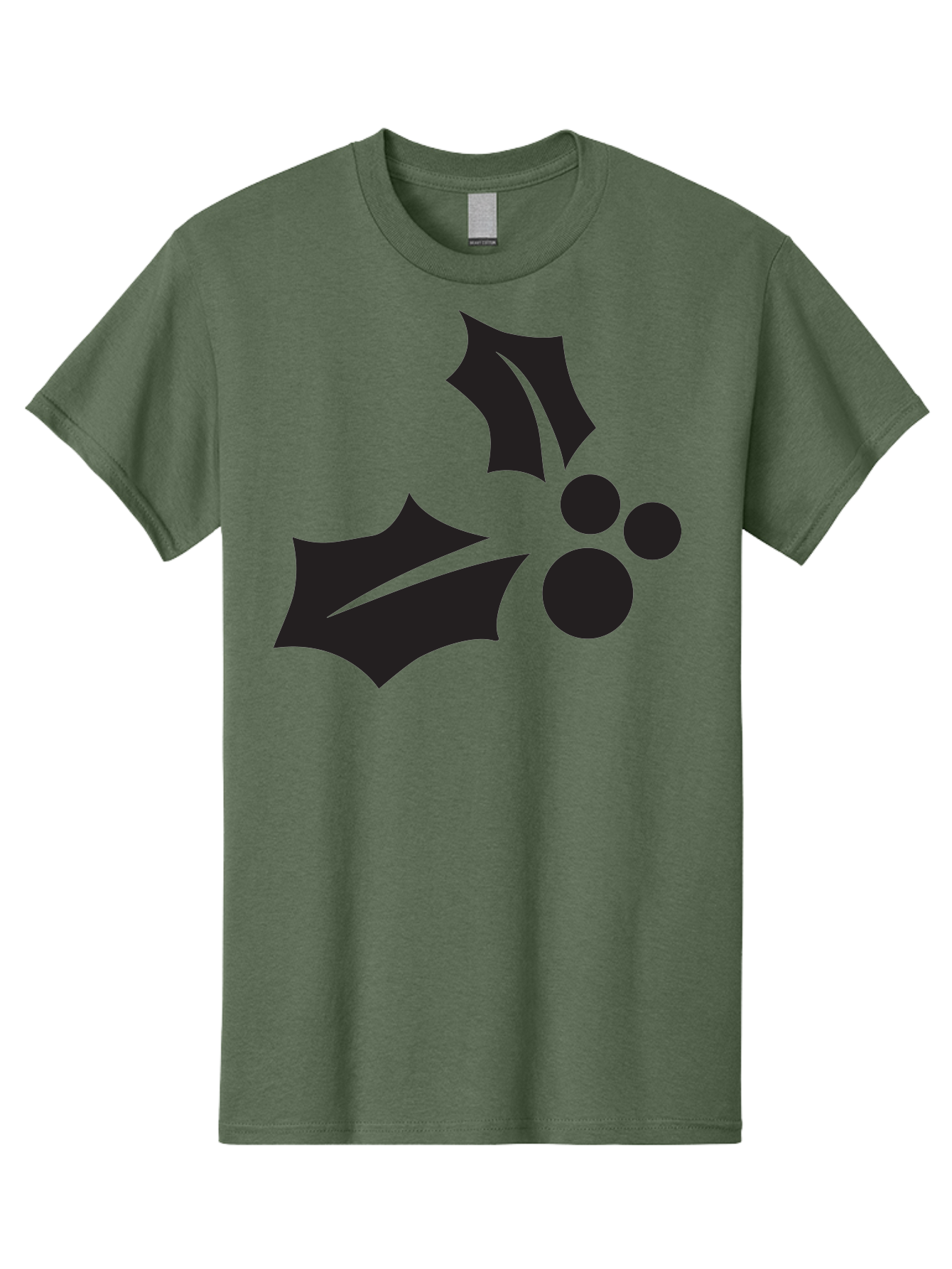 Holly-Leaves-And-Berries Men'S Graphic Tee, 100% Cotton, Comfortable Casual Summer Wear, Machine Washable, Holiday Holly, Christmas Leaves, Festive Berries, Black Silhouette, Minimalist Design, Winter Decor, Seasonal Graphics Aac823 9