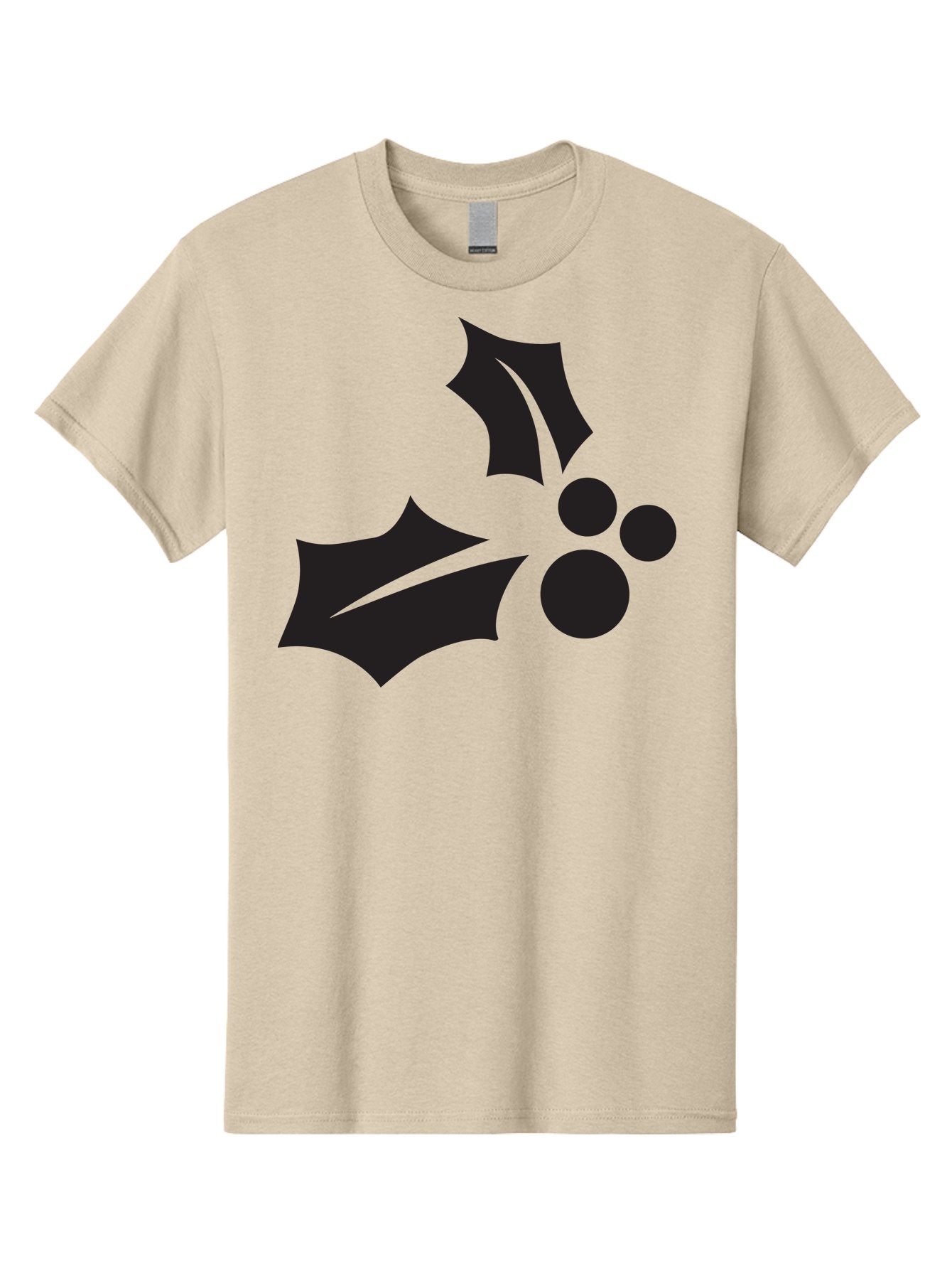 Holly-Leaves-And-Berries Men'S Graphic Tee, 100% Cotton, Comfortable Casual Summer Wear, Machine Washable, Holiday Holly, Christmas Leaves, Festive Berries, Black Silhouette, Minimalist Design, Winter Decor, Seasonal Graphics Aac823 8