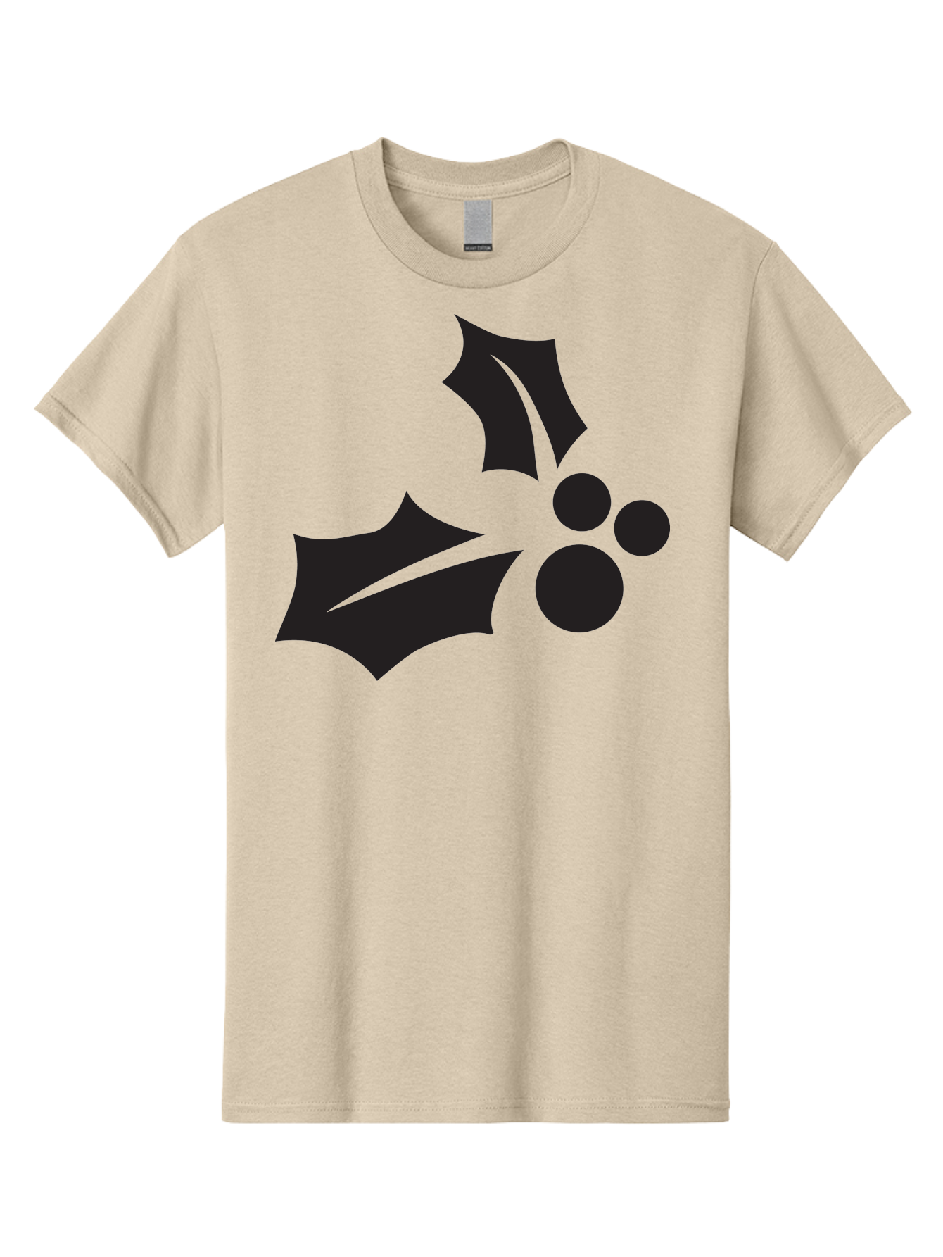 Holly-Leaves-And-Berries Men'S Graphic Tee, 100% Cotton, Comfortable Casual Summer Wear, Machine Washable, Holiday Holly, Christmas Leaves, Festive Berries, Black Silhouette, Minimalist Design, Winter Decor, Seasonal Graphics Aac823 11
