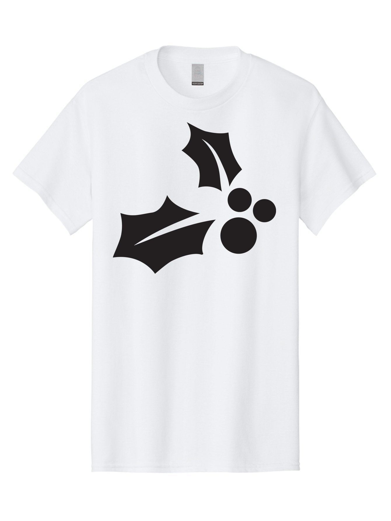 Holly-Leaves-And-Berries Men'S Graphic Tee, 100% Cotton, Comfortable Casual Summer Wear, Machine Washable, Holiday Holly, Christmas Leaves, Festive Berries, Black Silhouette, Minimalist Design, Winter Decor, Seasonal Graphics Aac823