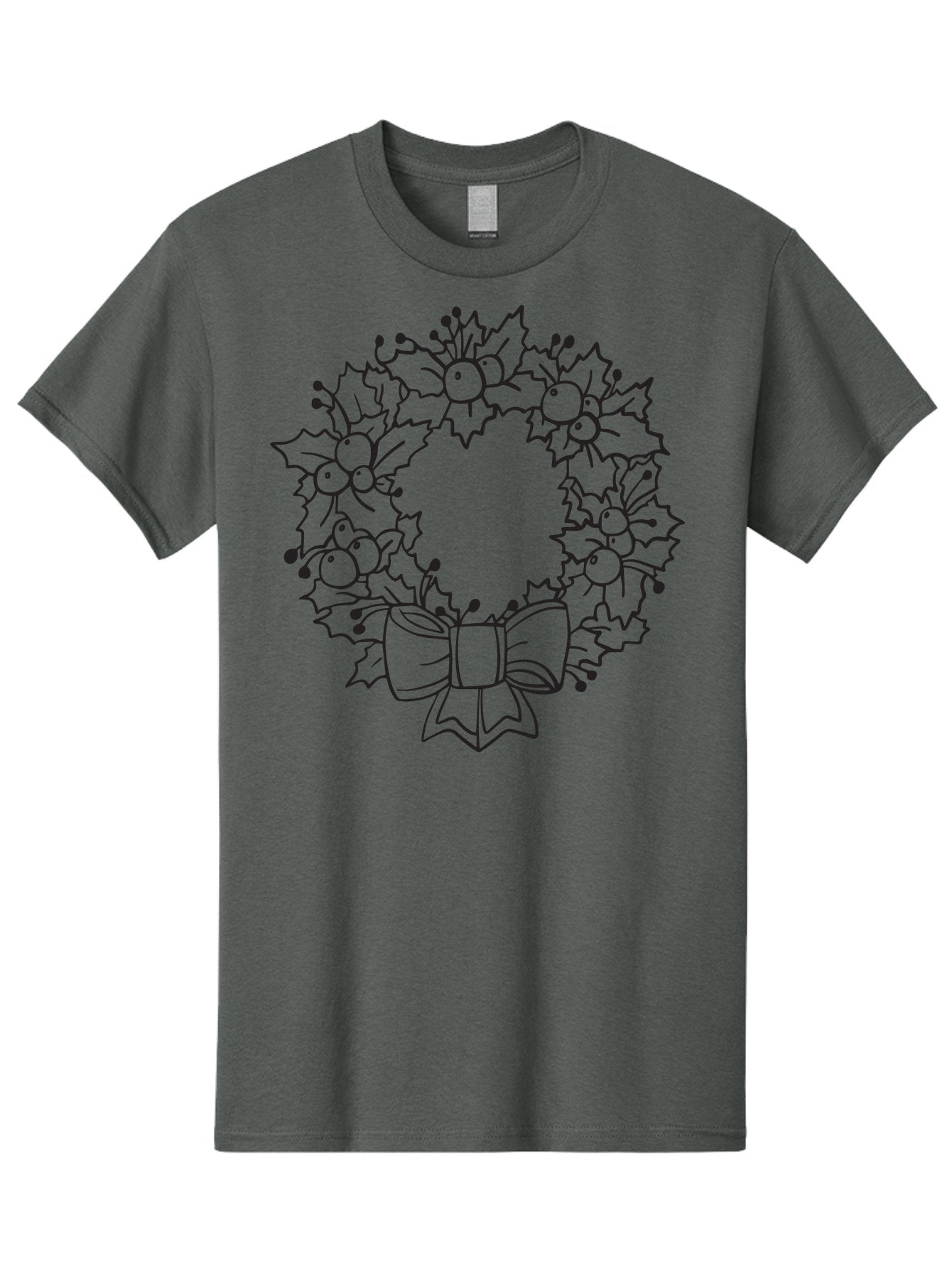 Holly-Wreath-With-Bow Men'S Graphic Tee, 100% Cotton, Comfortable Casual Summer Wear, Machine Washable, Christmas Wreath, Festive Decoration, Holly Leaves, Berries, Bow, Holiday Decor, Winter Season, Christmas Celebration, Festive Atmosphere, Aac824 13