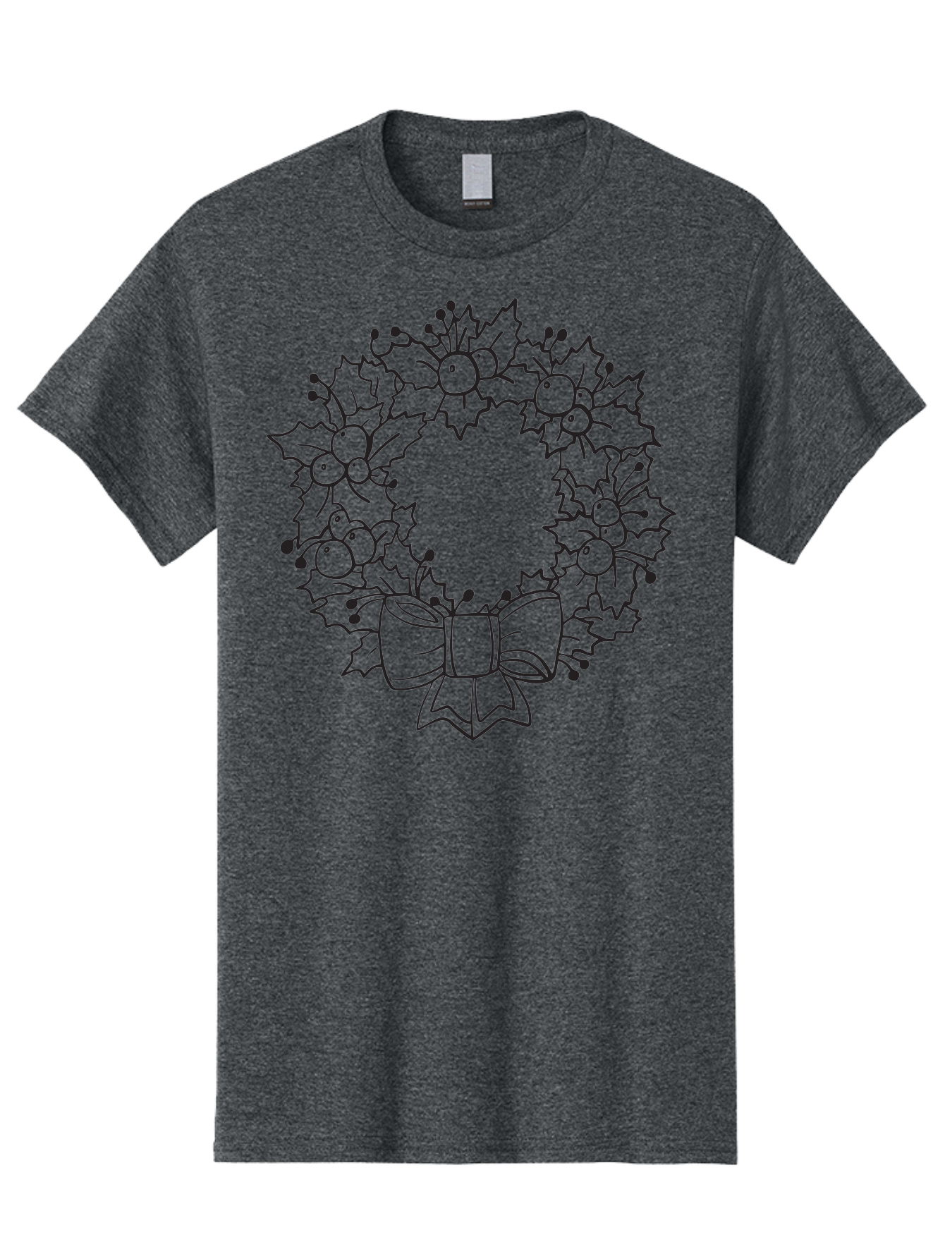 Holly-Wreath-With-Bow Men'S Graphic Tee, 100% Cotton, Comfortable Casual Summer Wear, Machine Washable, Christmas Wreath, Festive Decoration, Holly Leaves, Berries, Bow, Holiday Decor, Winter Season, Christmas Celebration, Festive Atmosphere, Aac824 17