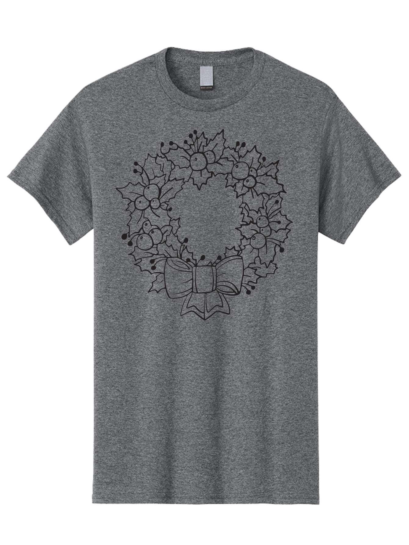 Holly-Wreath-With-Bow Men'S Graphic Tee, 100% Cotton, Comfortable Casual Summer Wear, Machine Washable, Christmas Wreath, Festive Decoration, Holly Leaves, Berries, Bow, Holiday Decor, Winter Season, Christmas Celebration, Festive Atmosphere, Aac824 7