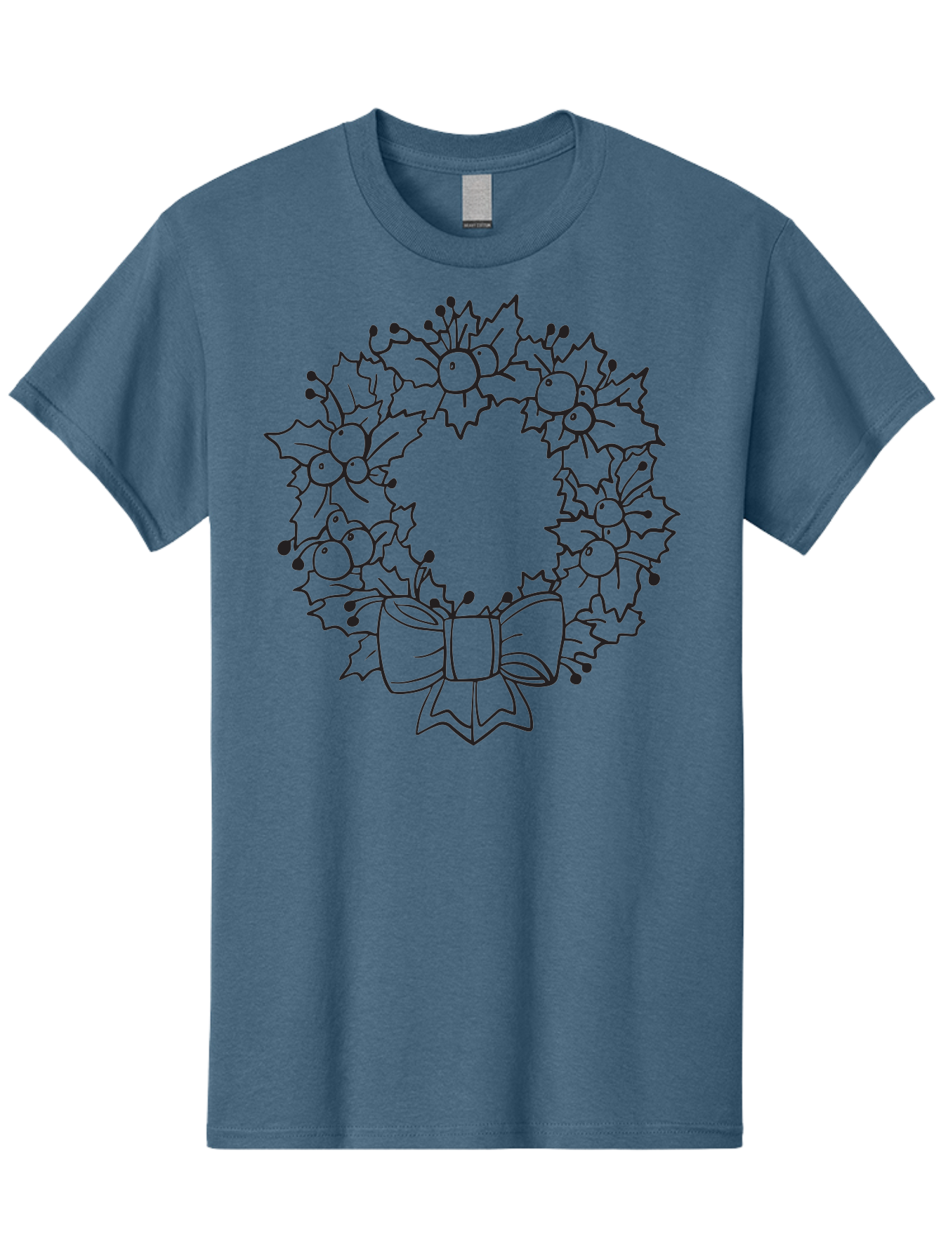 Holly-Wreath-With-Bow Men'S Graphic Tee, 100% Cotton, Comfortable Casual Summer Wear, Machine Washable, Christmas Wreath, Festive Decoration, Holly Leaves, Berries, Bow, Holiday Decor, Winter Season, Christmas Celebration, Festive Atmosphere, Aac824 3