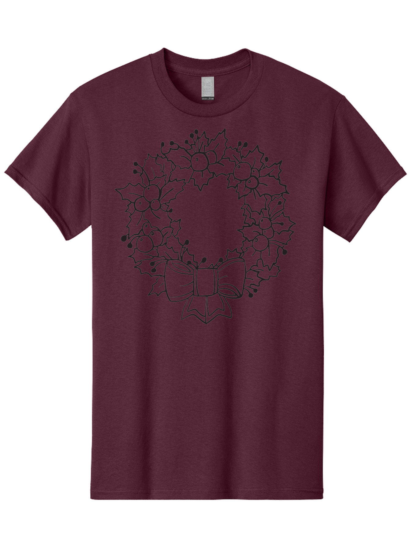Holly-Wreath-With-Bow Men'S Graphic Tee, 100% Cotton, Comfortable Casual Summer Wear, Machine Washable, Christmas Wreath, Festive Decoration, Holly Leaves, Berries, Bow, Holiday Decor, Winter Season, Christmas Celebration, Festive Atmosphere, Aac824 9