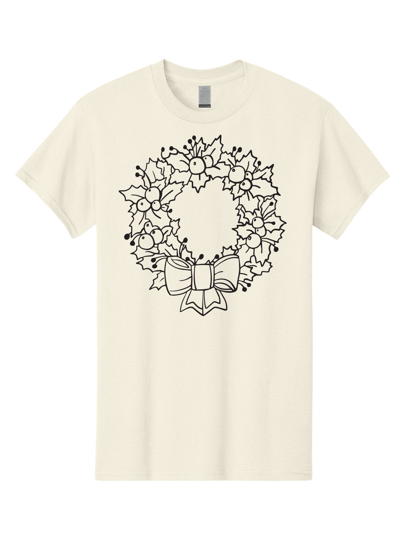 Holly-Wreath-With-Bow Men'S Graphic Tee, 100% Cotton, Comfortable Casual Summer Wear, Machine Washable, Christmas Wreath, Festive Decoration, Holly Leaves, Berries, Bow, Holiday Decor, Winter Season, Christmas Celebration, Festive Atmosphere, Aac824