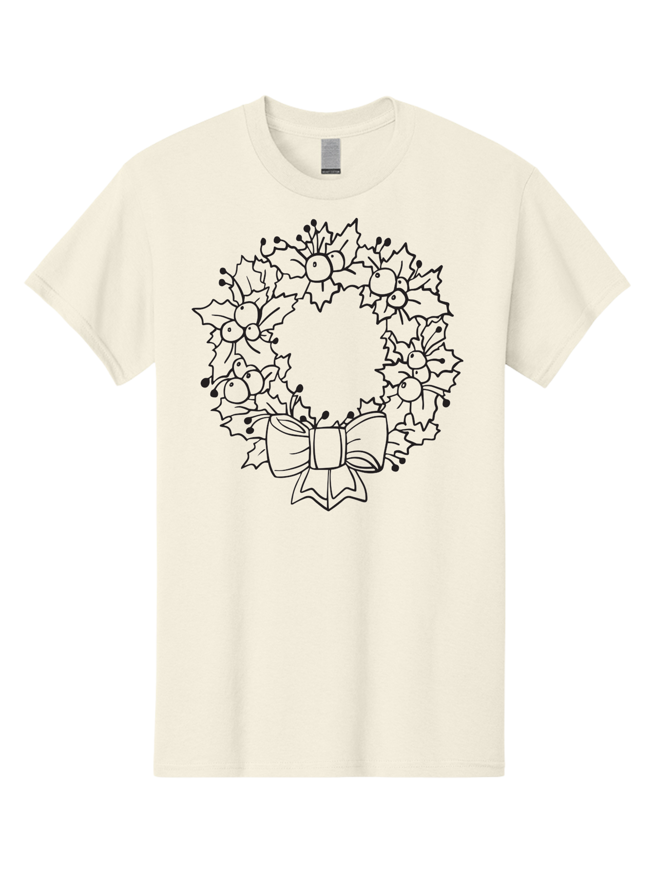 Holly-Wreath-With-Bow Men'S Graphic Tee, 100% Cotton, Comfortable Casual Summer Wear, Machine Washable, Christmas Wreath, Festive Decoration, Holly Leaves, Berries, Bow, Holiday Decor, Winter Season, Christmas Celebration, Festive Atmosphere, Aac824 19