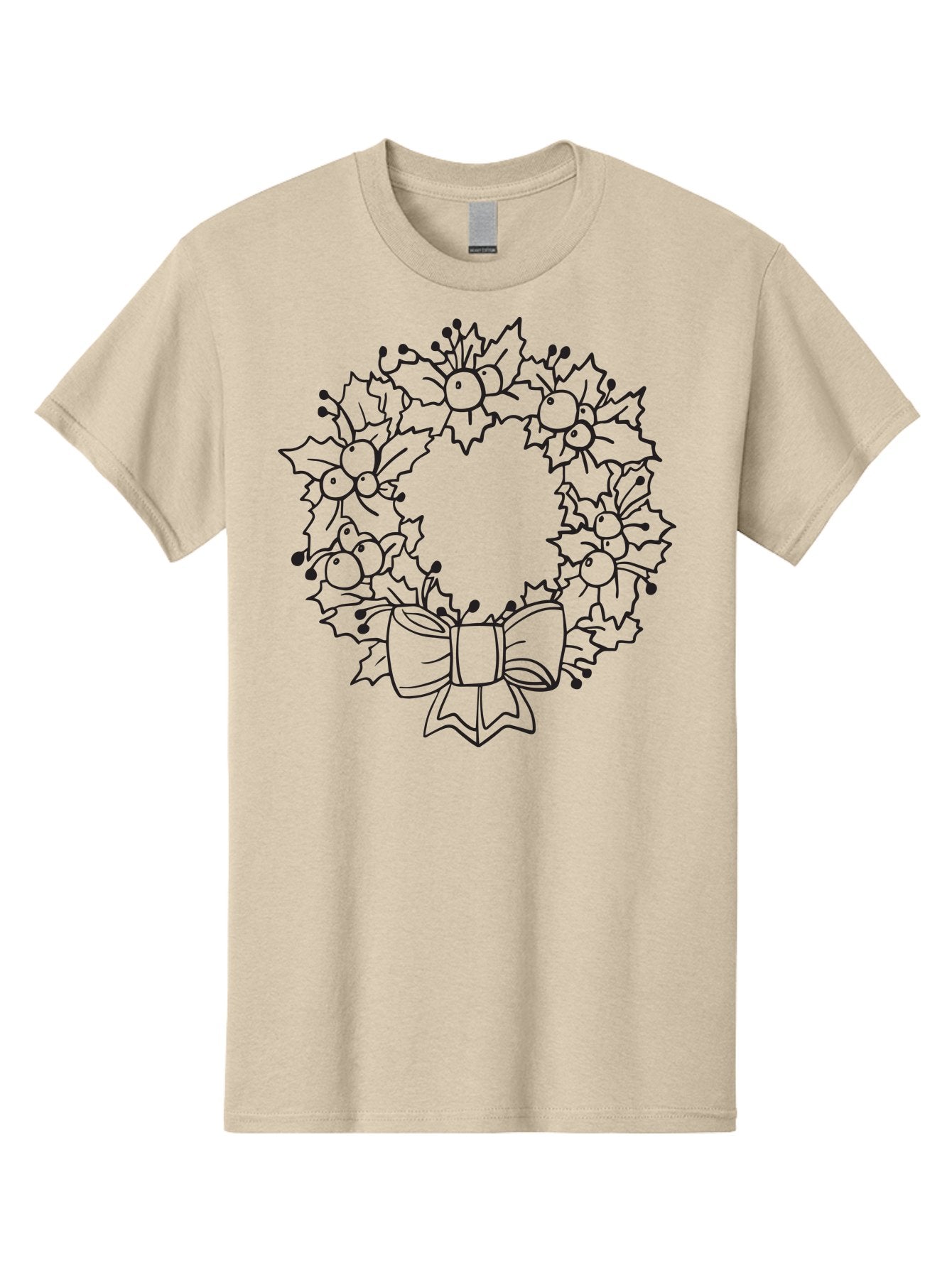 Holly-Wreath-With-Bow Men'S Graphic Tee, 100% Cotton, Comfortable Casual Summer Wear, Machine Washable, Christmas Wreath, Festive Decoration, Holly Leaves, Berries, Bow, Holiday Decor, Winter Season, Christmas Celebration, Festive Atmosphere, Aac824 6