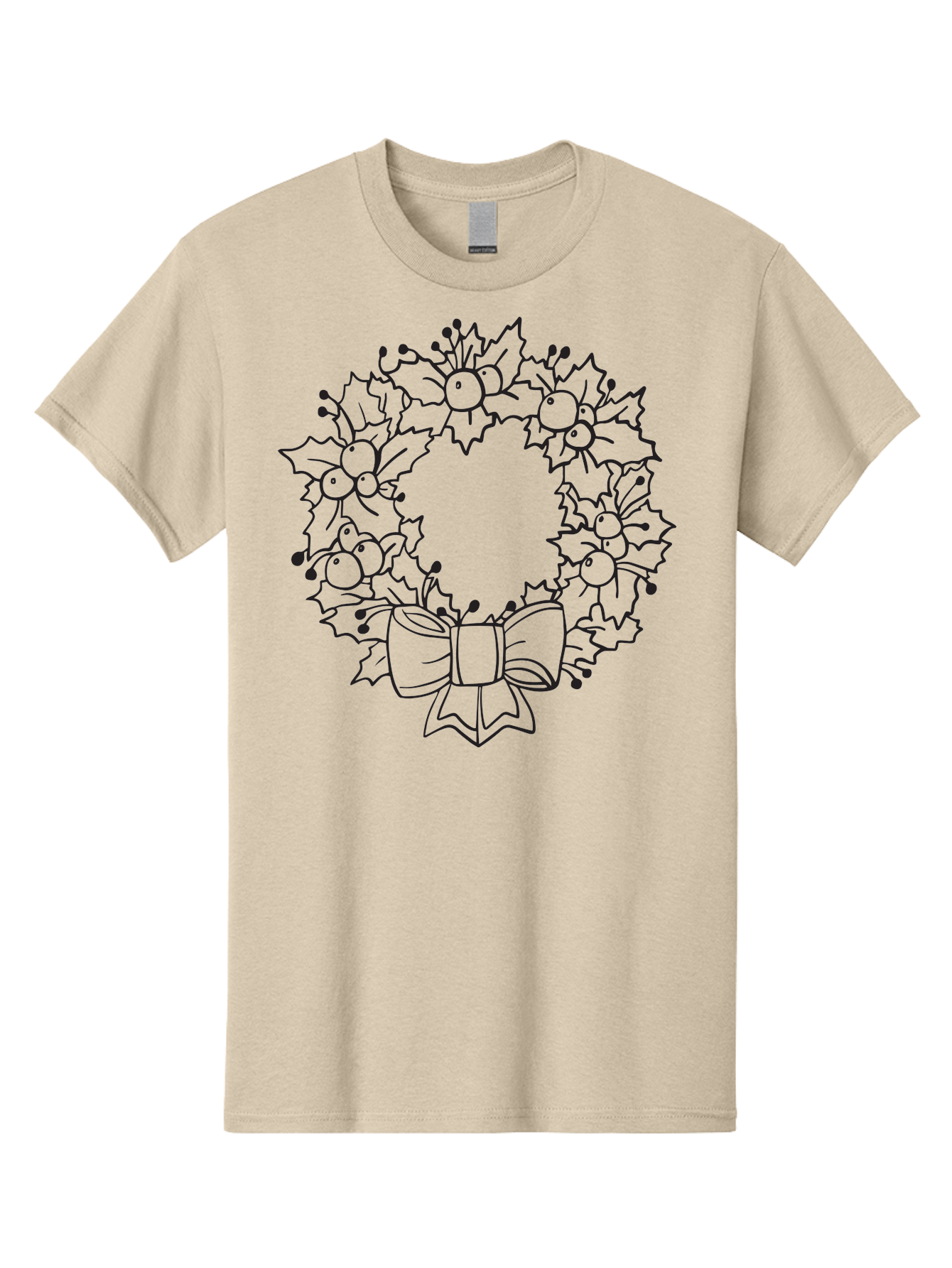 Holly-Wreath-With-Bow Men'S Graphic Tee, 100% Cotton, Comfortable Casual Summer Wear, Machine Washable, Christmas Wreath, Festive Decoration, Holly Leaves, Berries, Bow, Holiday Decor, Winter Season, Christmas Celebration, Festive Atmosphere, Aac824 13
